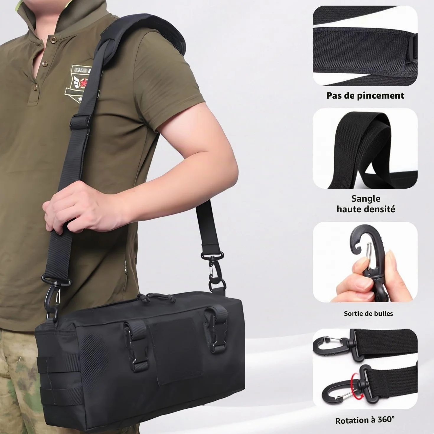 Bretelle Universelle pour Sac 90-160 cm Réglable Coussin d'Épaule 38 mm Sangle de Remplacement Sac à Dos Voyage Sportif