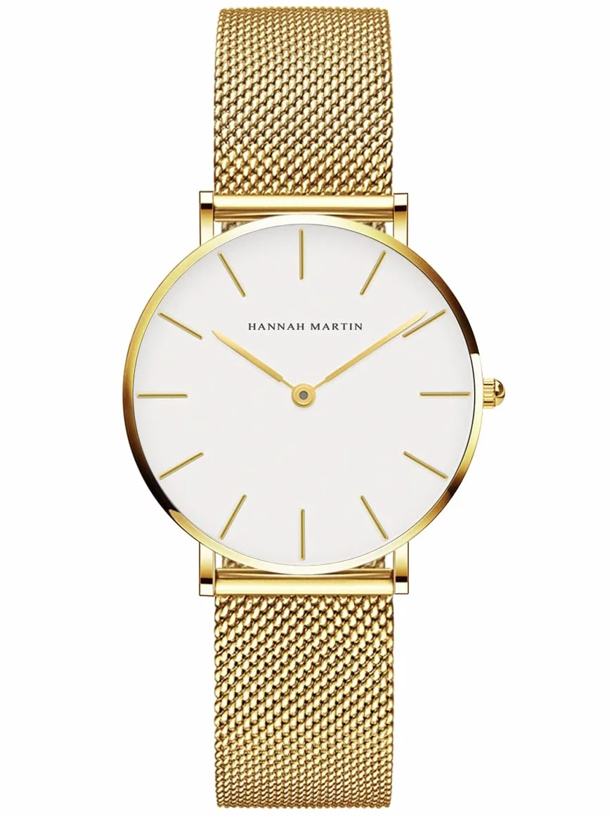 HANNAH MARTIN Montre Femme Quartz Analogique Étanche Acier Inoxydable