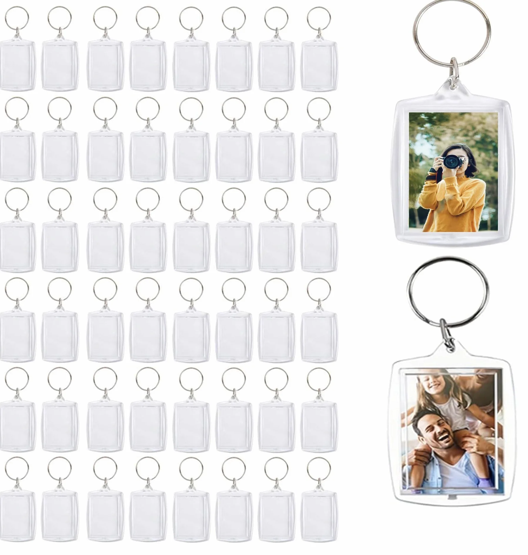 Porte-Clés Photo Personnalisé, Porte-Clé Acrylique Transparent, DIY Keychain pour Clés
