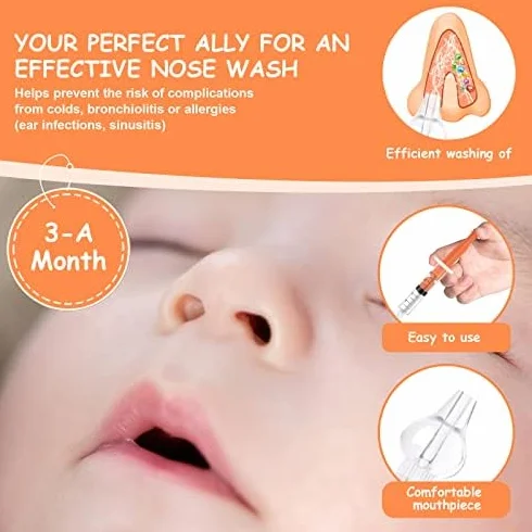 Vicloon Seringue Nasale Bébé Lot de 6 Mouches Bébé Irrigateur Nasal Manuel avec Embout Silicone Nettoyable Réutilisable