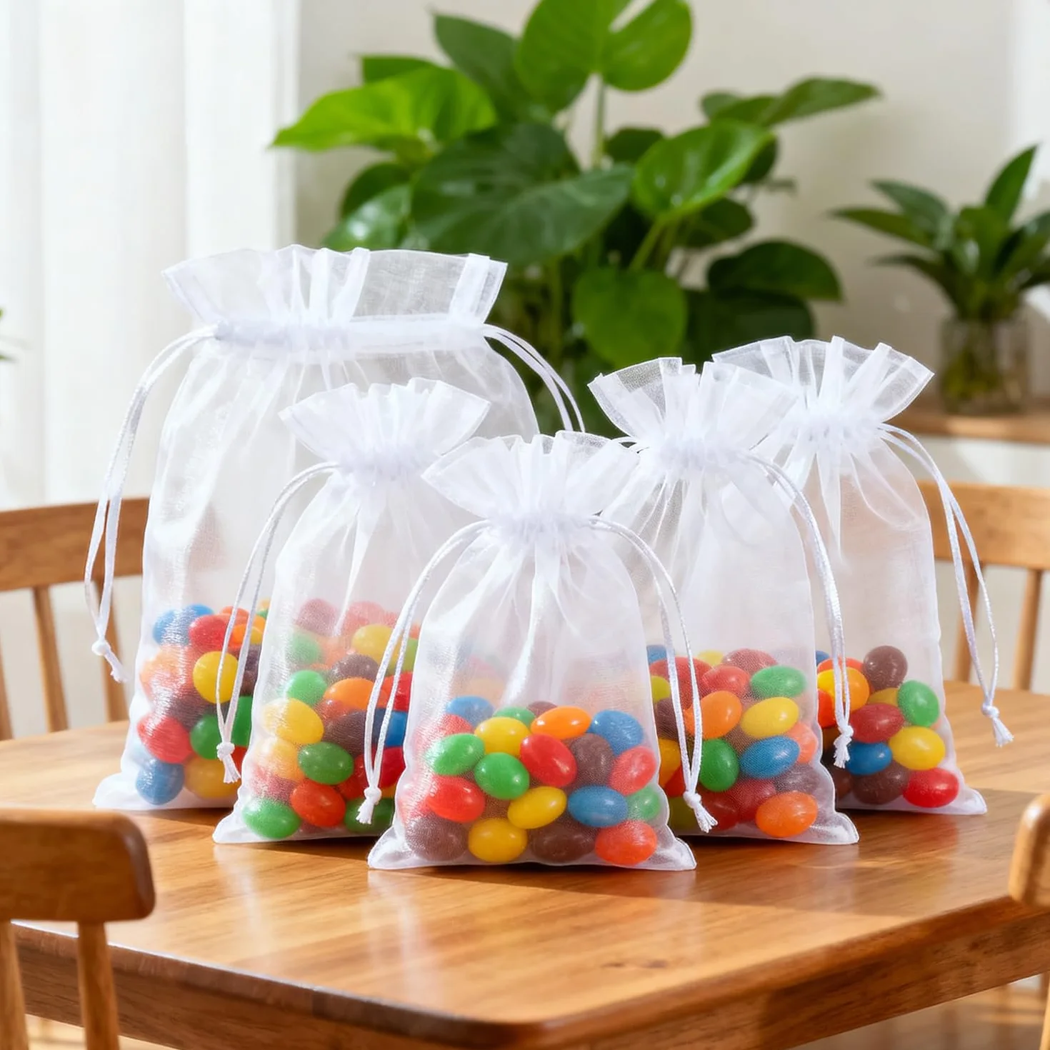 Lot De 100 Blanc Sachets En Organza 7 X 9 Cm Petits Sacs Cadeaux Avec Cordon De Serrage