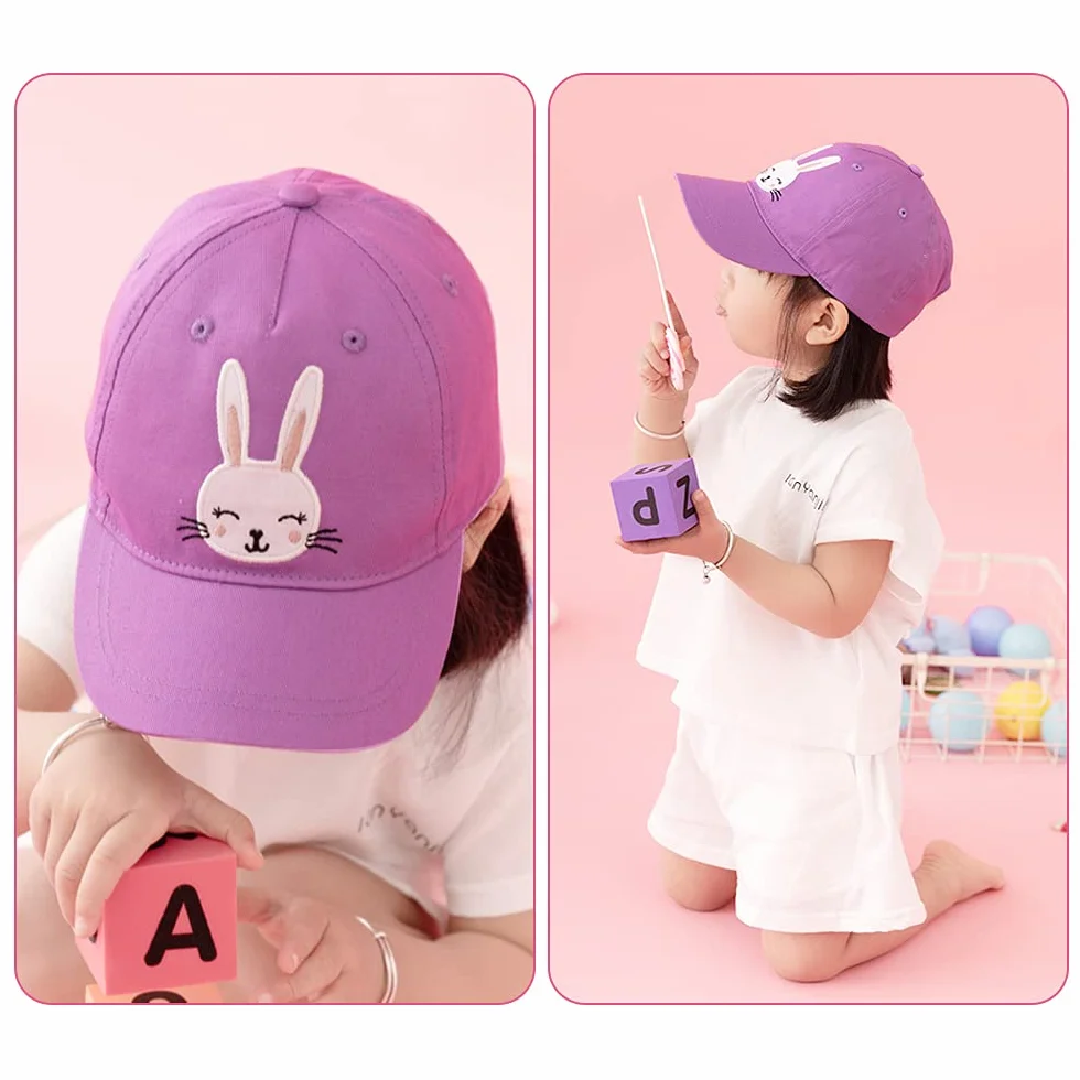 Casquette Enfant Coton Broderie Ours Lapin Chapeau Bébé Fille Garçon Soleil 6 Mois-10 Ans