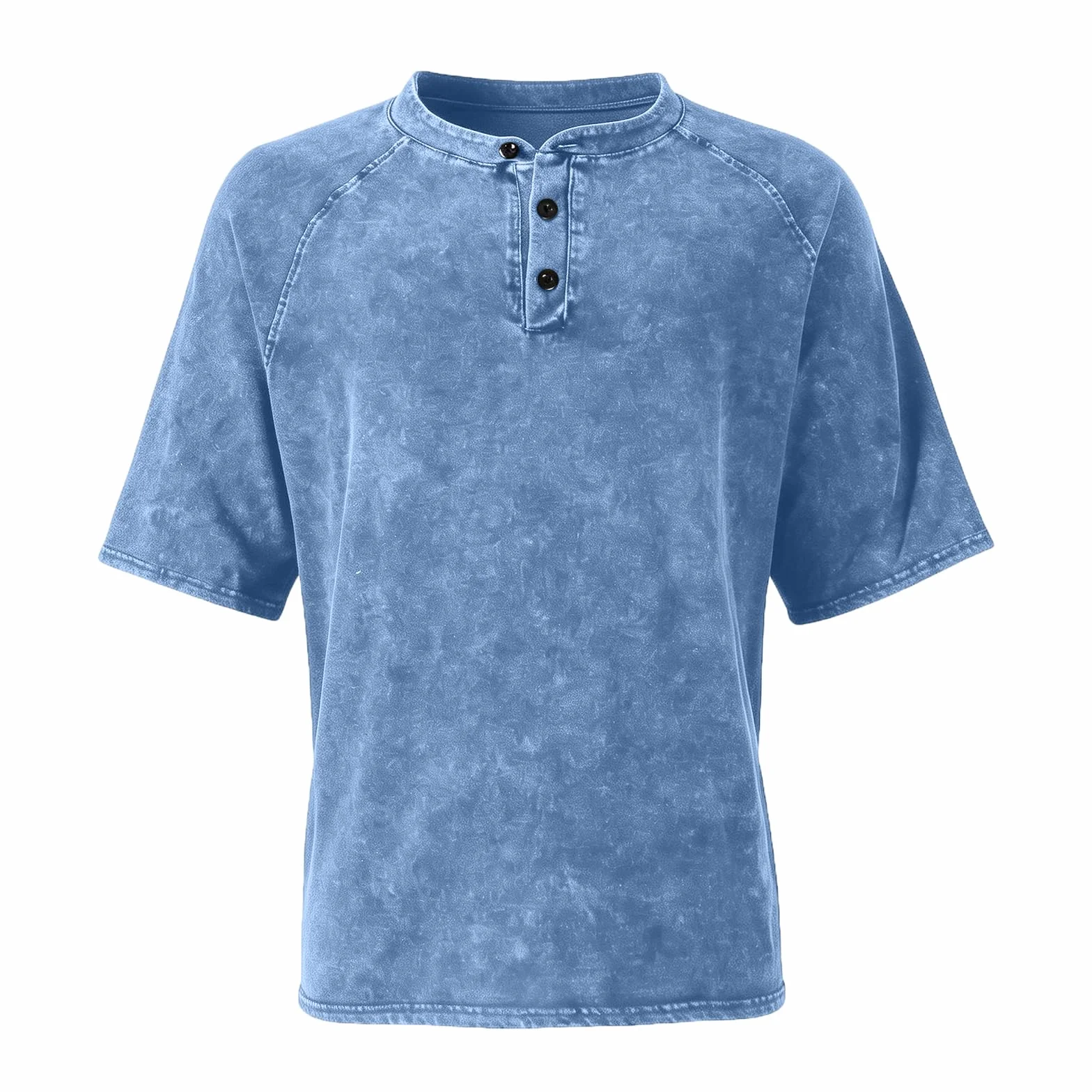 Henley T-Shirt Homme Coupe Ajustée Manches Courtes Vintage Distressed Oversize