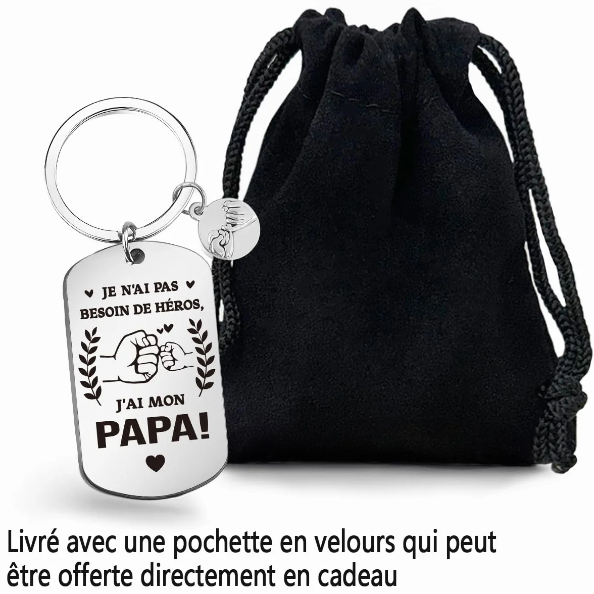 Porte Clef Inoxydable Cadeau Papa Fête des Pères Anniversaire