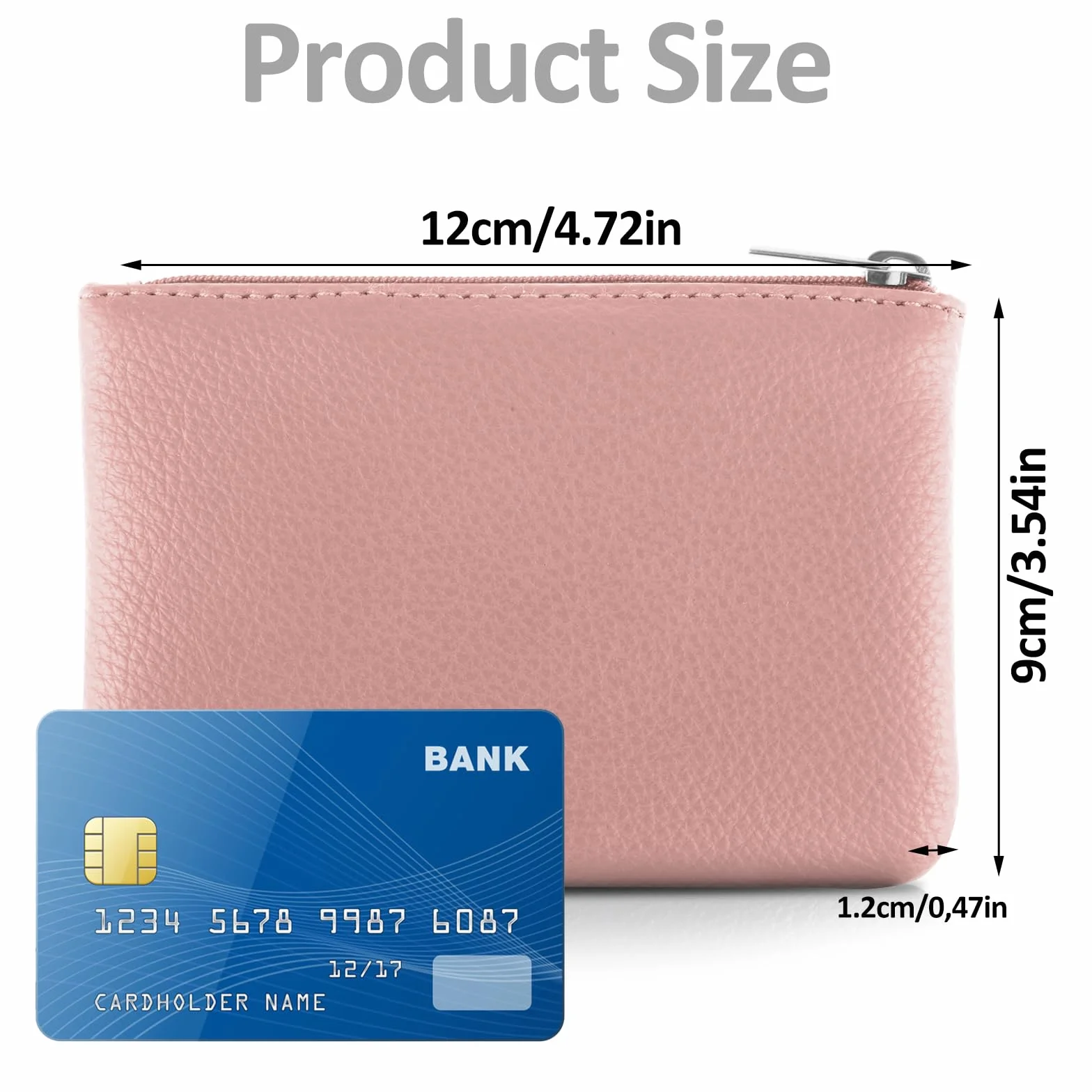 Simarro Lot de 2 Porte-monnaie en Polyuréthane avec Fermeture Éclair, Mini Portefeuille Noir et Rose