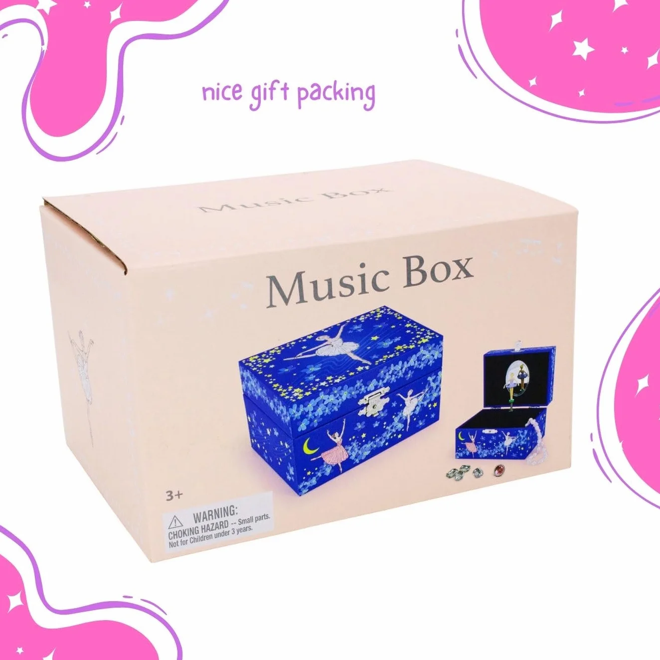 GICO Boîte à bijoux musicale fille bleu ballerine Lac des cygnes