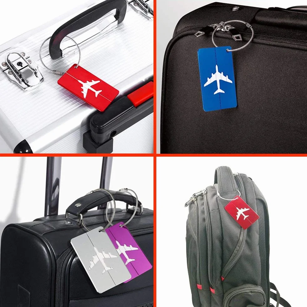 Yizhet Étiquette Bagage 6 Pièce en Alliage d'Aluminium avec Cordes en Acier Inoxydable et Carte PVC étanche
