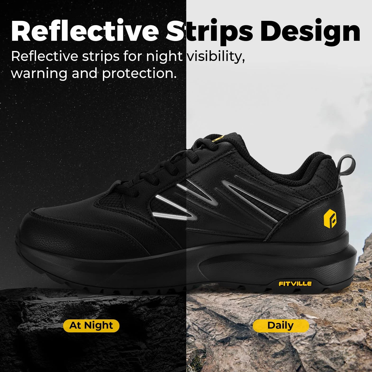 FitVille Chaussures de Randonnée Imperméables Hommes Baskets Basses Trekking Respirant Antidérapant
