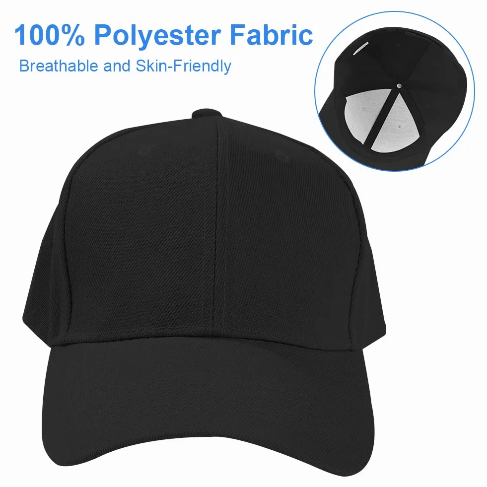 Casquette de Baseball Coton Anti-Soleil Homme Femme Unisexe Réglable 55-65cm Noir