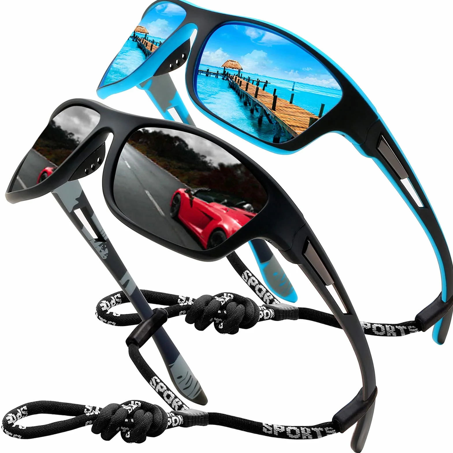 Lunettes de soleil polarisées Anti-UV pour pêche randonnée légères incassables cadre enveloppantes