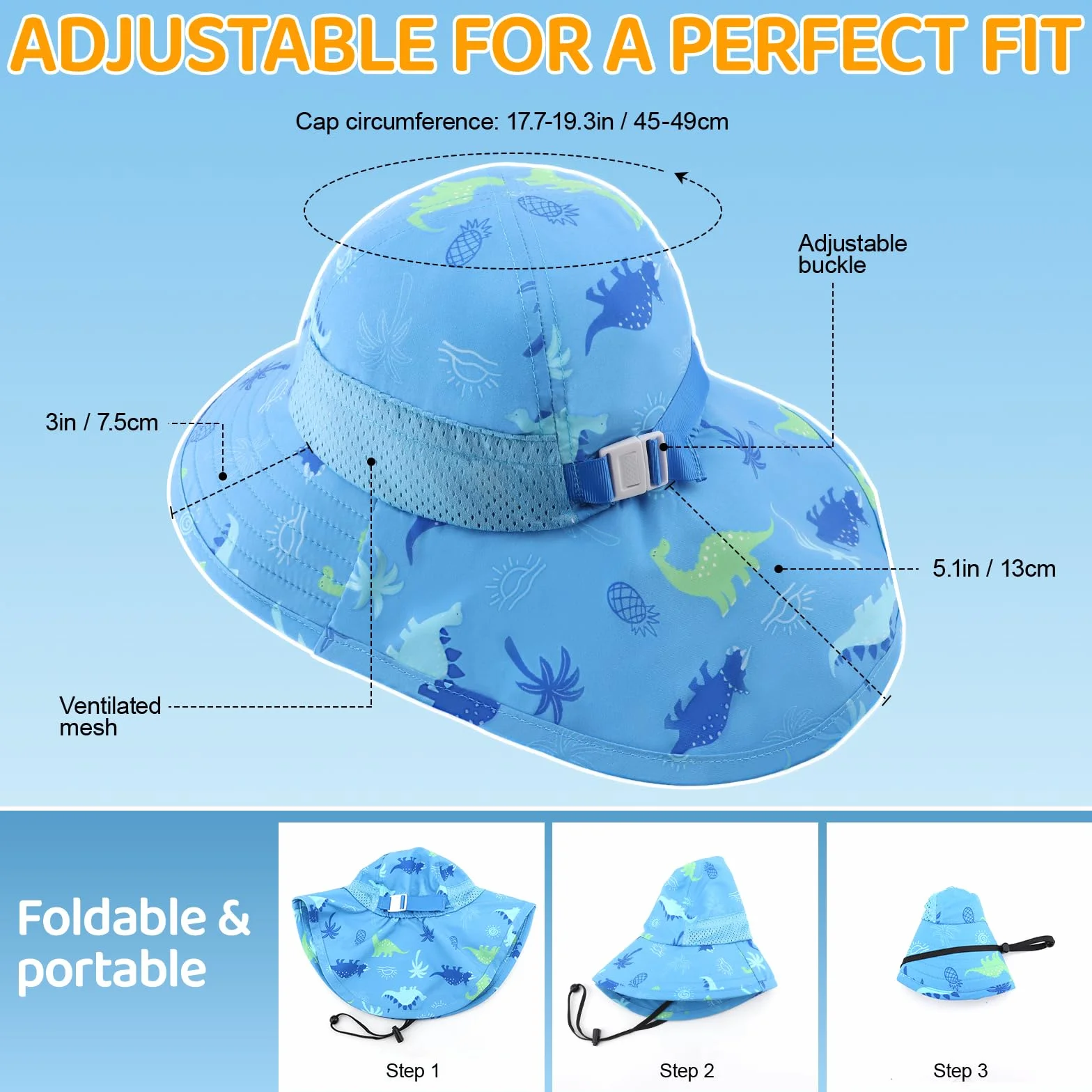 Dreshow Bébé Chapeau de Soleil Casquette Protège Nuque Enfant Fille Garçon Protection