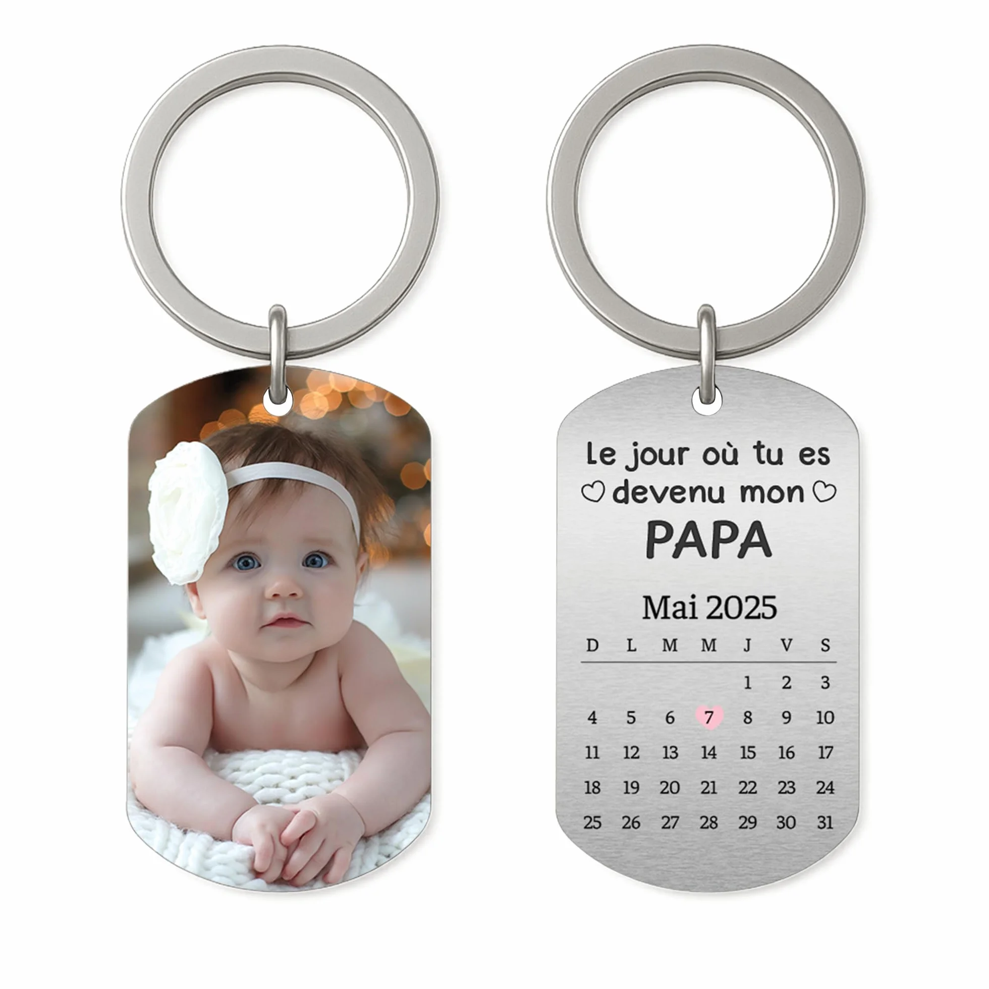 Porte Clé Aluminium Personnalisé - Le Jour Où Tu Es Devenu Mon Papa - Porte Clef Photo