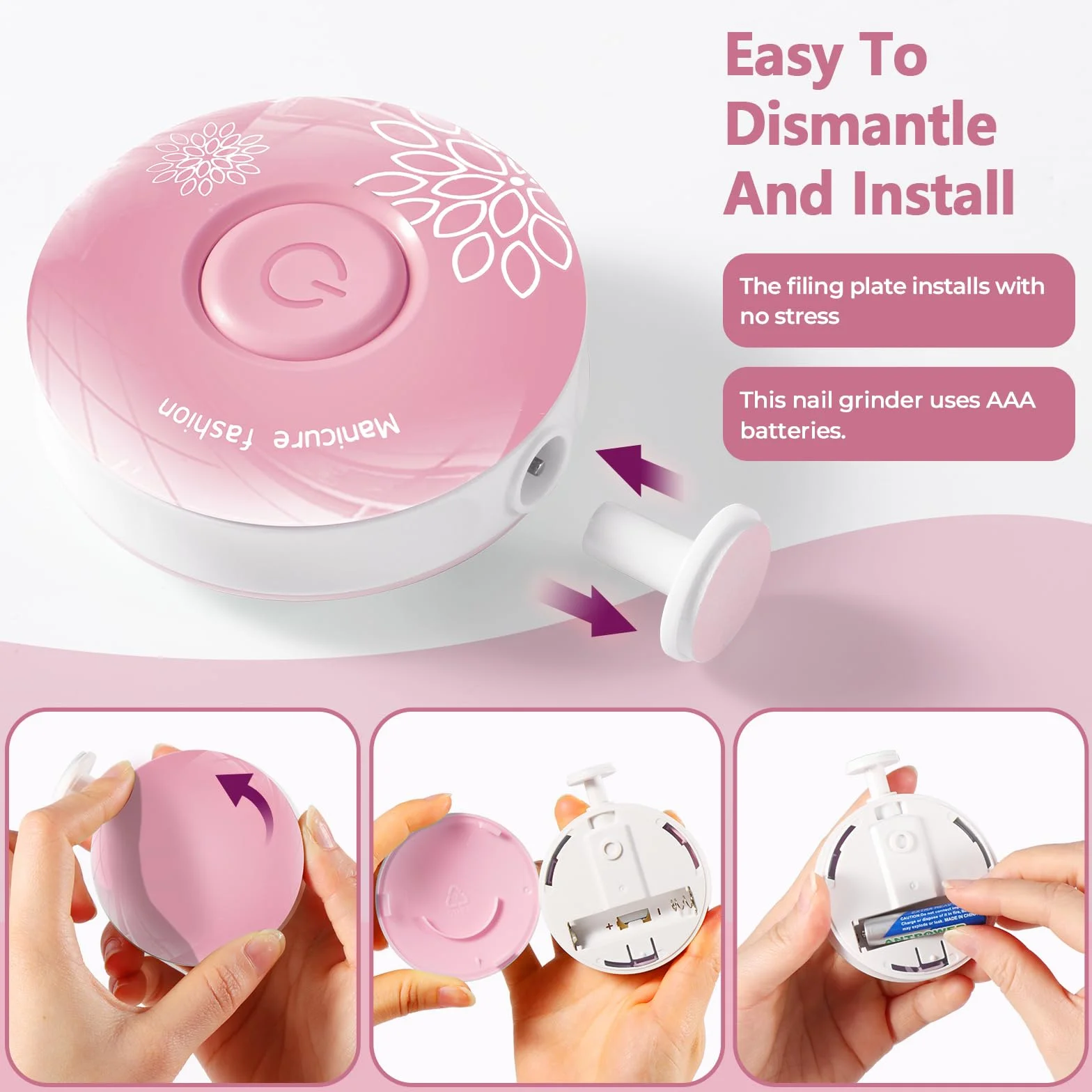 Blendura Lime à Ongles Électrique pour Bébé, Kit de Manucure 6 en 1, Rose, Faible Bruit, Sécurité Enfant