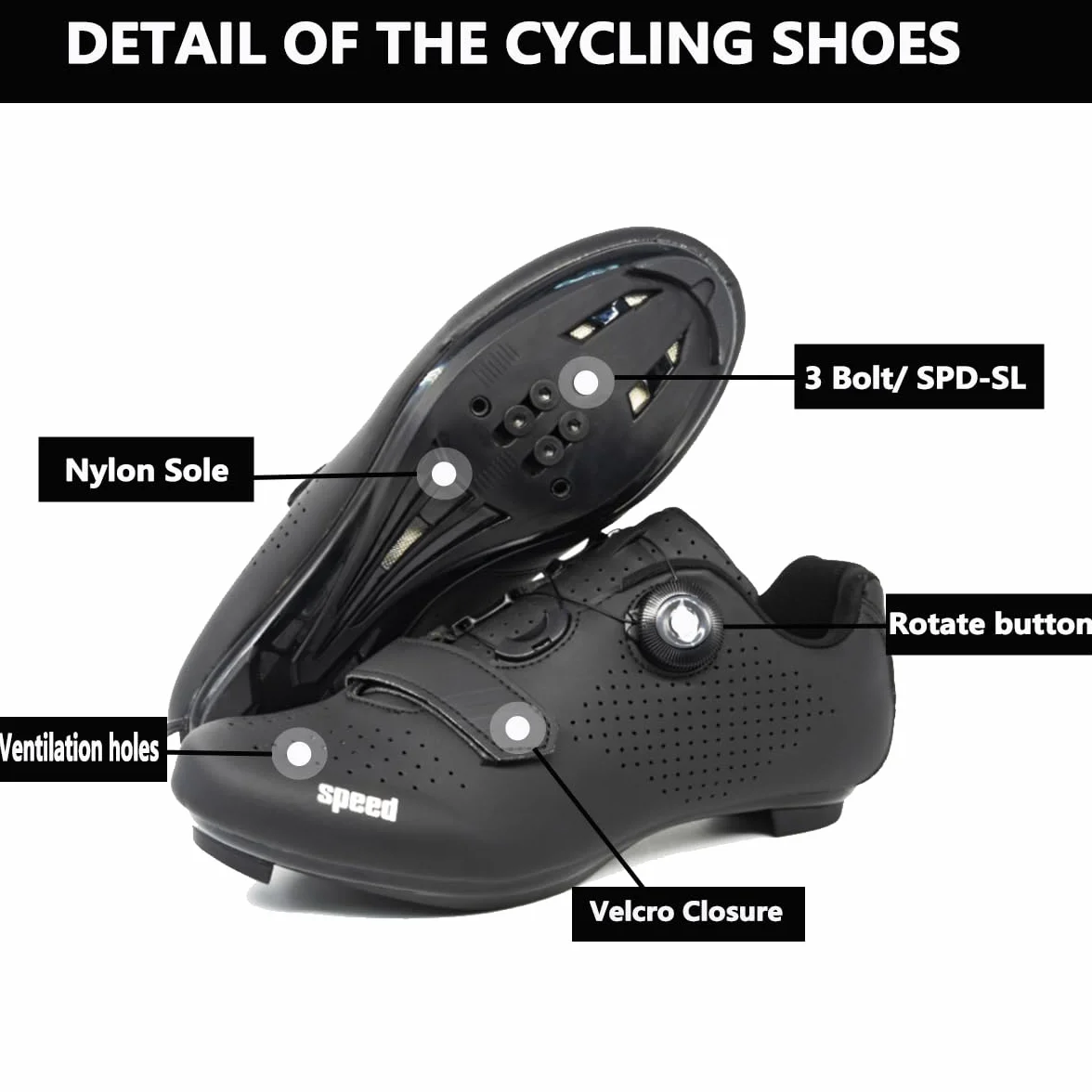 FANSU Chaussure Velo Route Homme, Cyclisme Chaussures Hommes compatibles Look SPD SPD-SL Delta