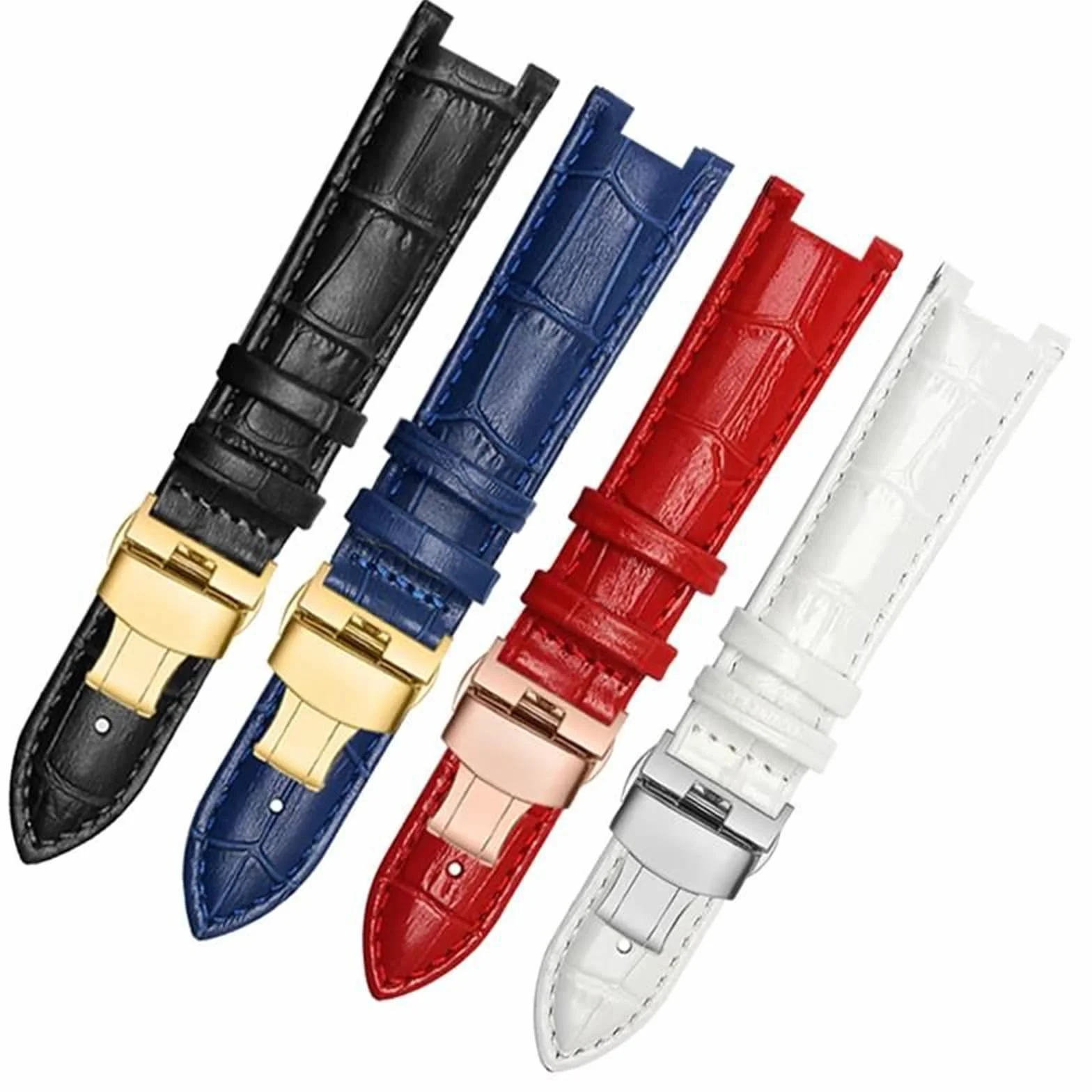 Bracelet de montre en cuir 16-22 mm pour hommes et femmes, bracelet de rechange avec encoche
