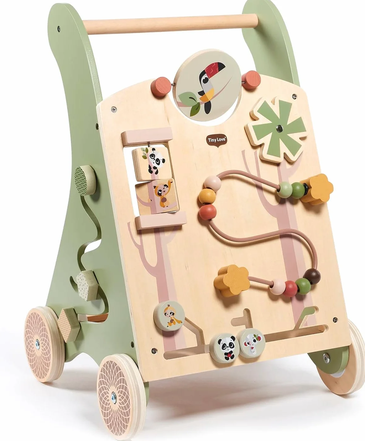 Tiny Love Chariot de Marche en Bois 2-en-1 Trotteur d'Activités pour Bébé, 12 Activités Interactives, Dès 18 Mois