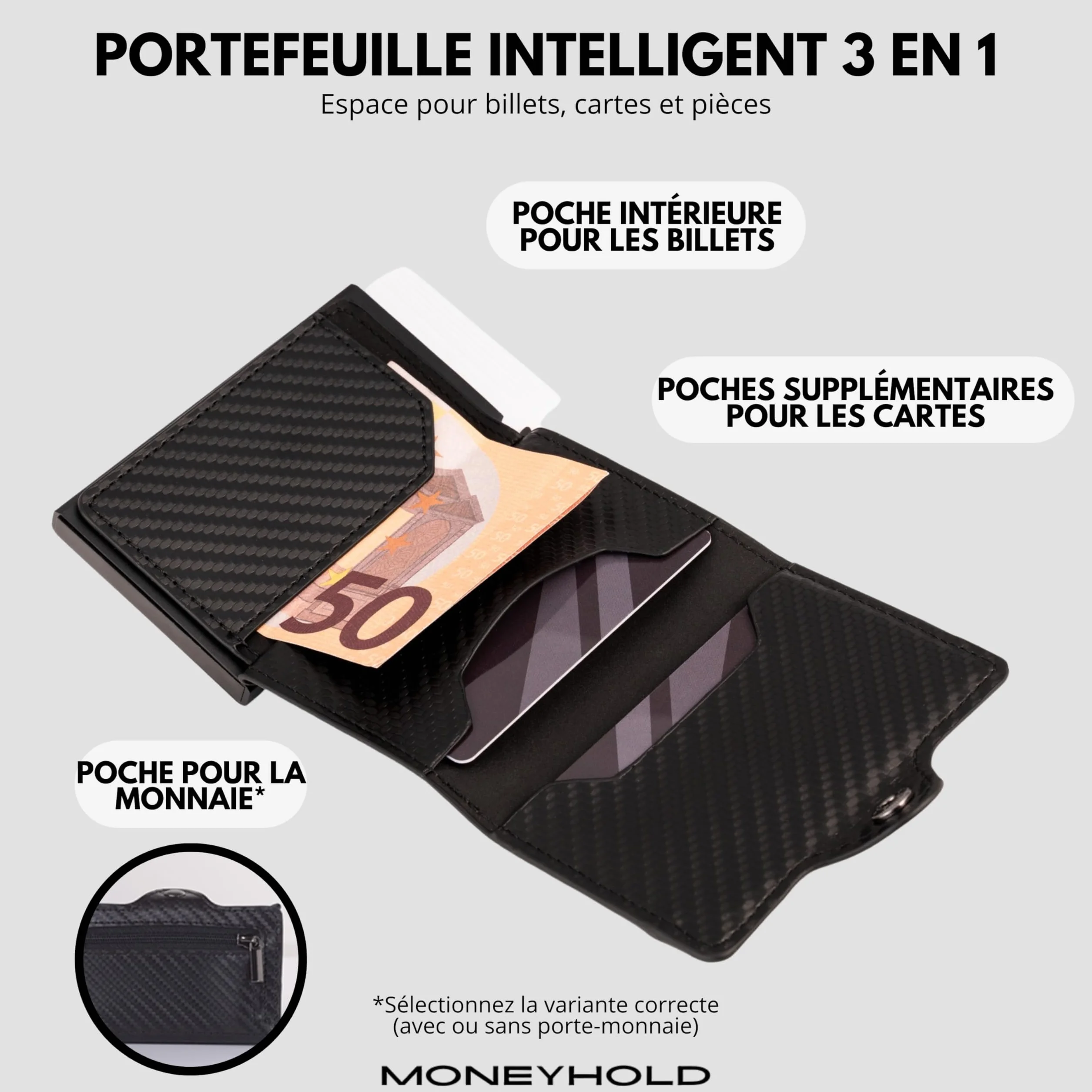Moneyhold® Portefeuille Homme Femme Porte-Cartes RFID Slim Cuir Vegan Anti-Piratage