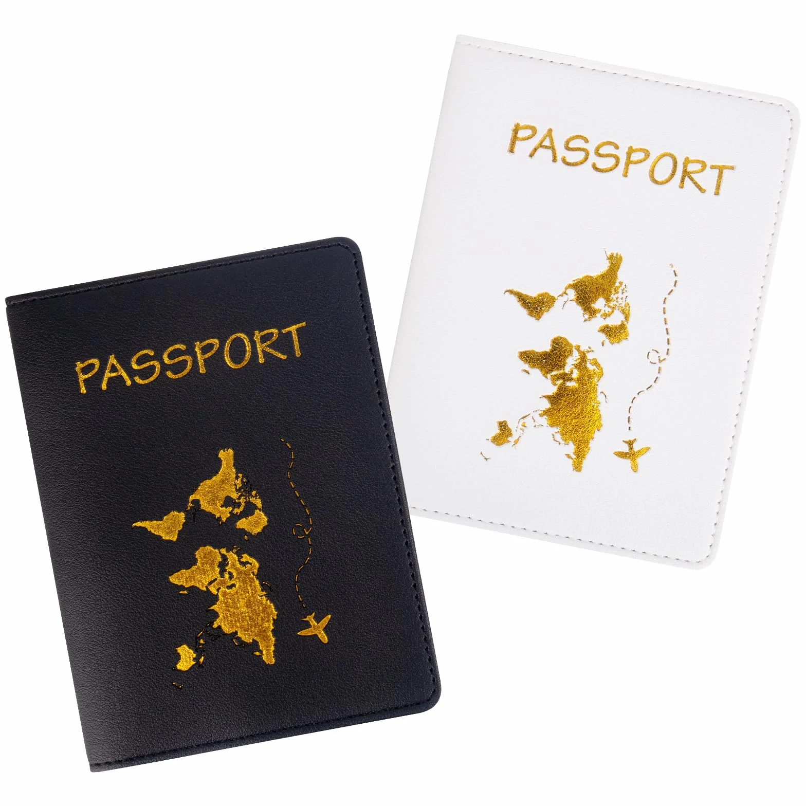 Protege Passeport Lot de 2 Cuir Porte Passeport pour Cartes De Crédit Noir Blanc