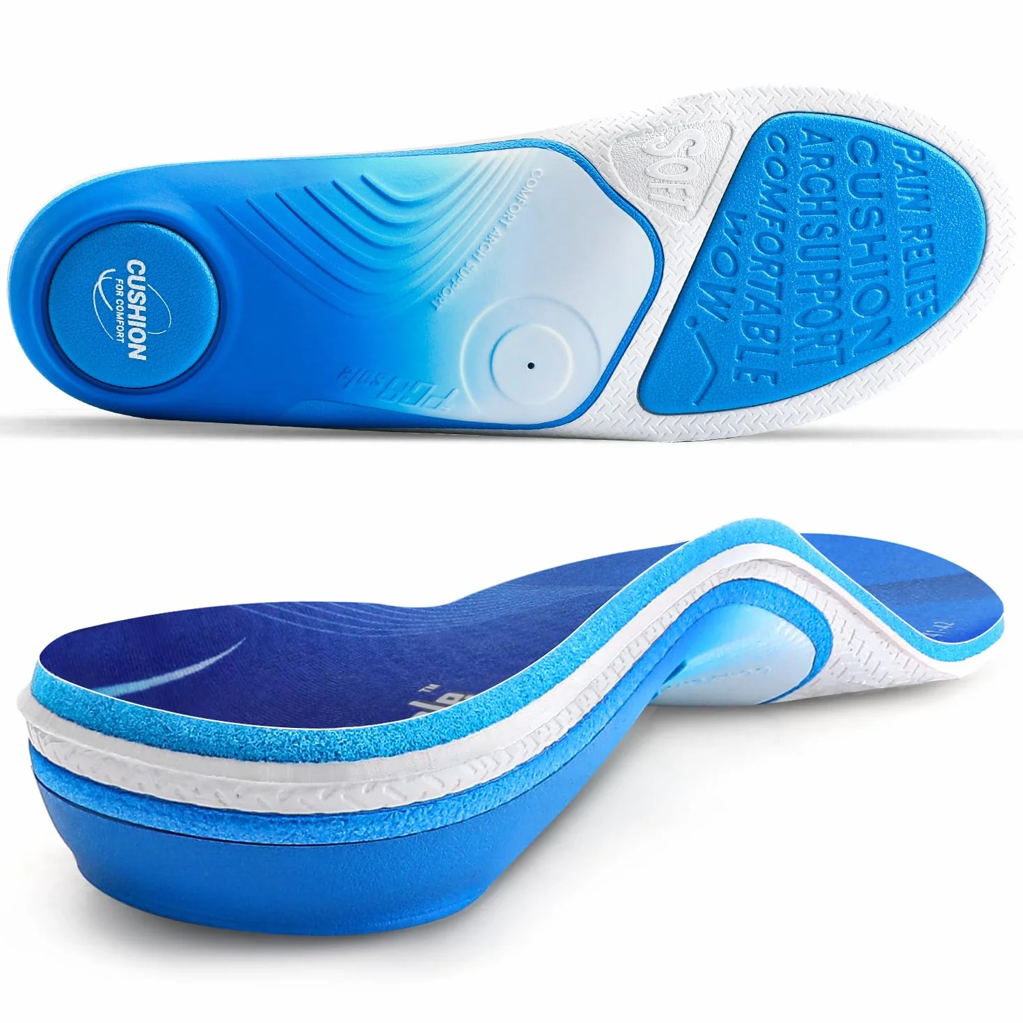 PCSsole Semelles Orthopédiques Support d'Arche Intensité Élevée 110kg+ pour Fasciite Plantaire, Pronation, Pieds Plats