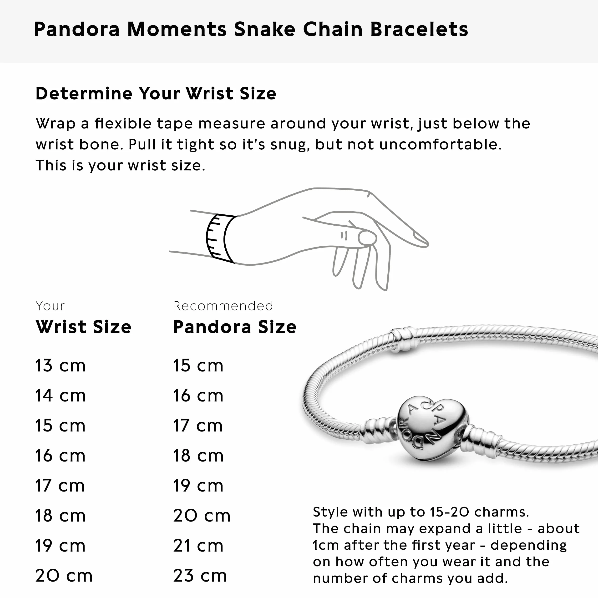 Pandora Icons Bracelet Cœur et maille serpent en argent fermoir cœur