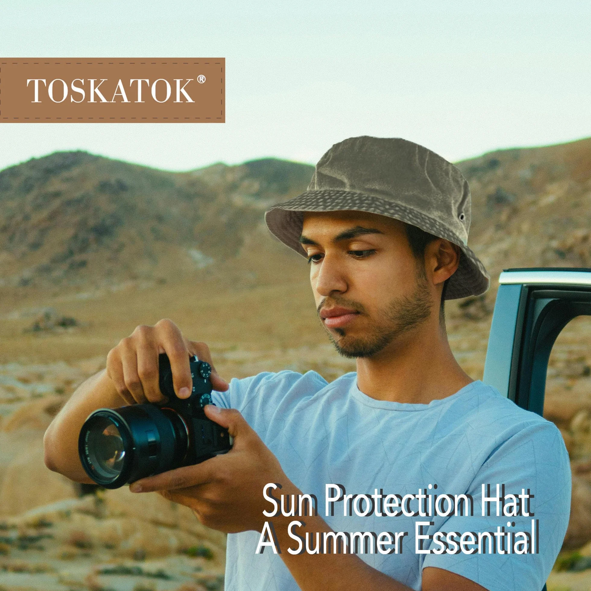 TOSKATOK Chapeau de pêcheur en Pur Coton délavé Protection Solaire UV Respirant