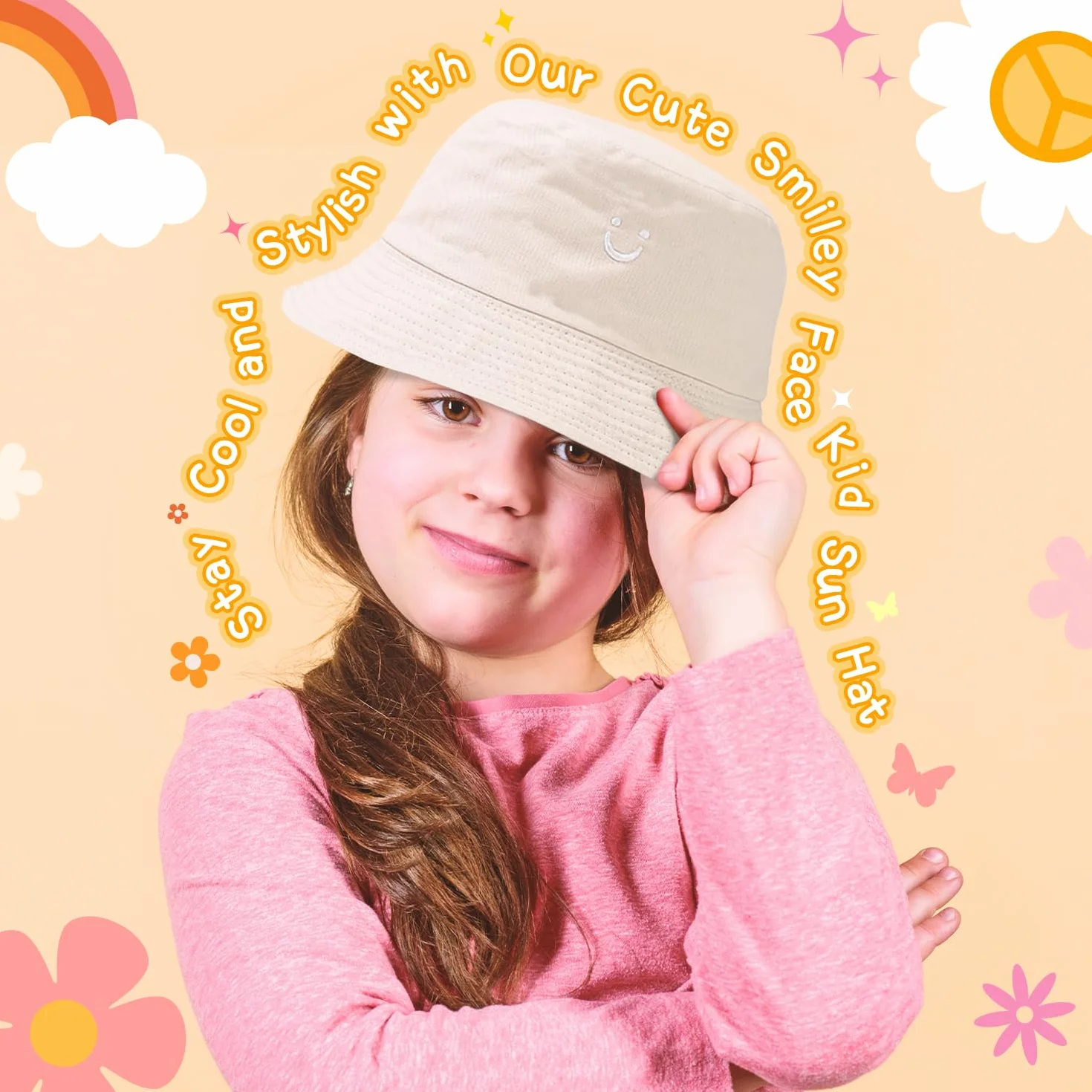 Chapeau de soleil réversible à large bord pour enfants garçons filles 2-8 ans