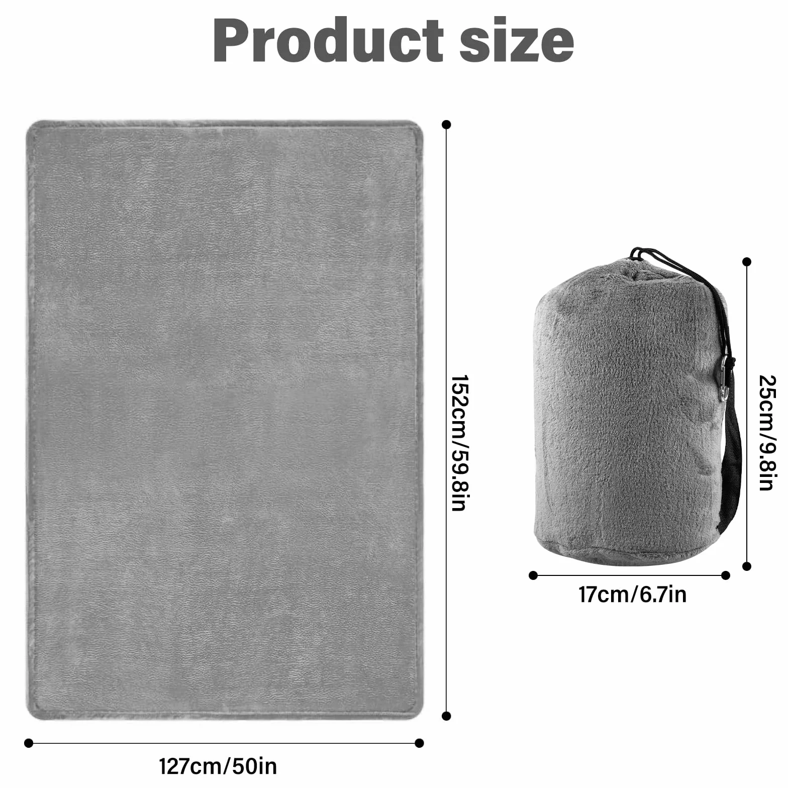 BYZESTY Couverture de voyage 2 en 1 Coussin de voyage transformable 127 x 152 cm Gris