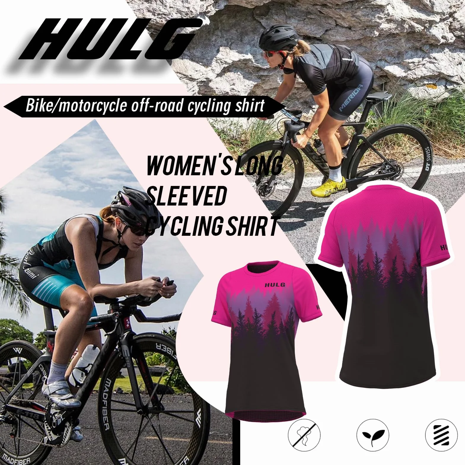 Maillot De Cyclisme Femme Manches Courtes VTT 100% Polyester Séchage Rapide Respirant
