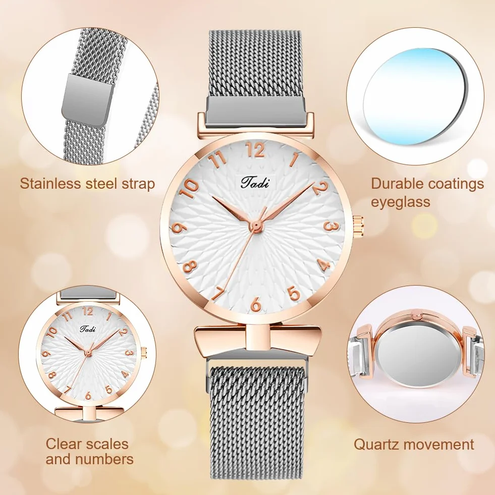 OFFCUP Montre Femme Analogique Quartz Bracelet Acier Inoxydable Mince Poignet Élégant Minimaliste