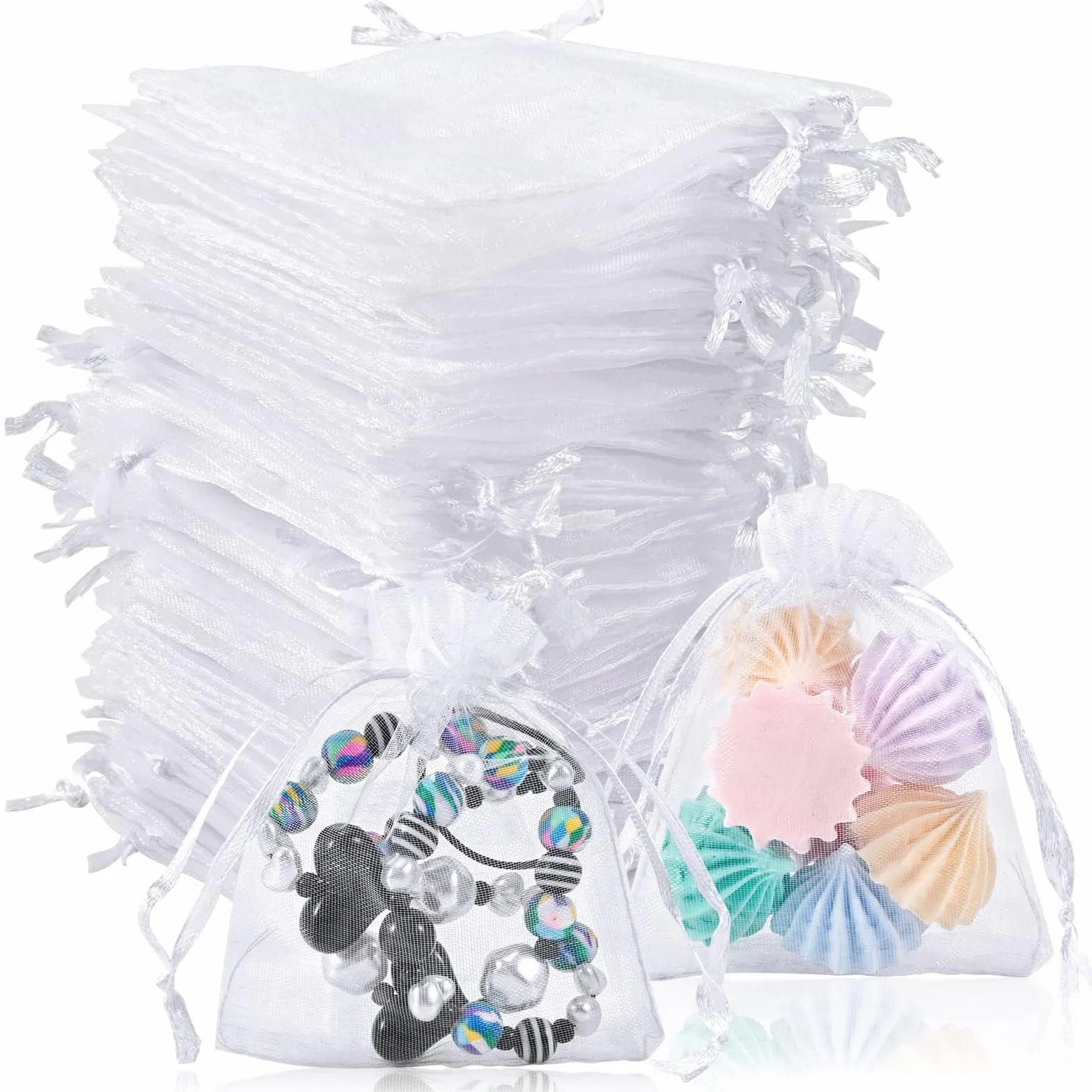 Lot de 80 Sachets Organza Transparents pour Cadeaux de Noël et Anniversaire