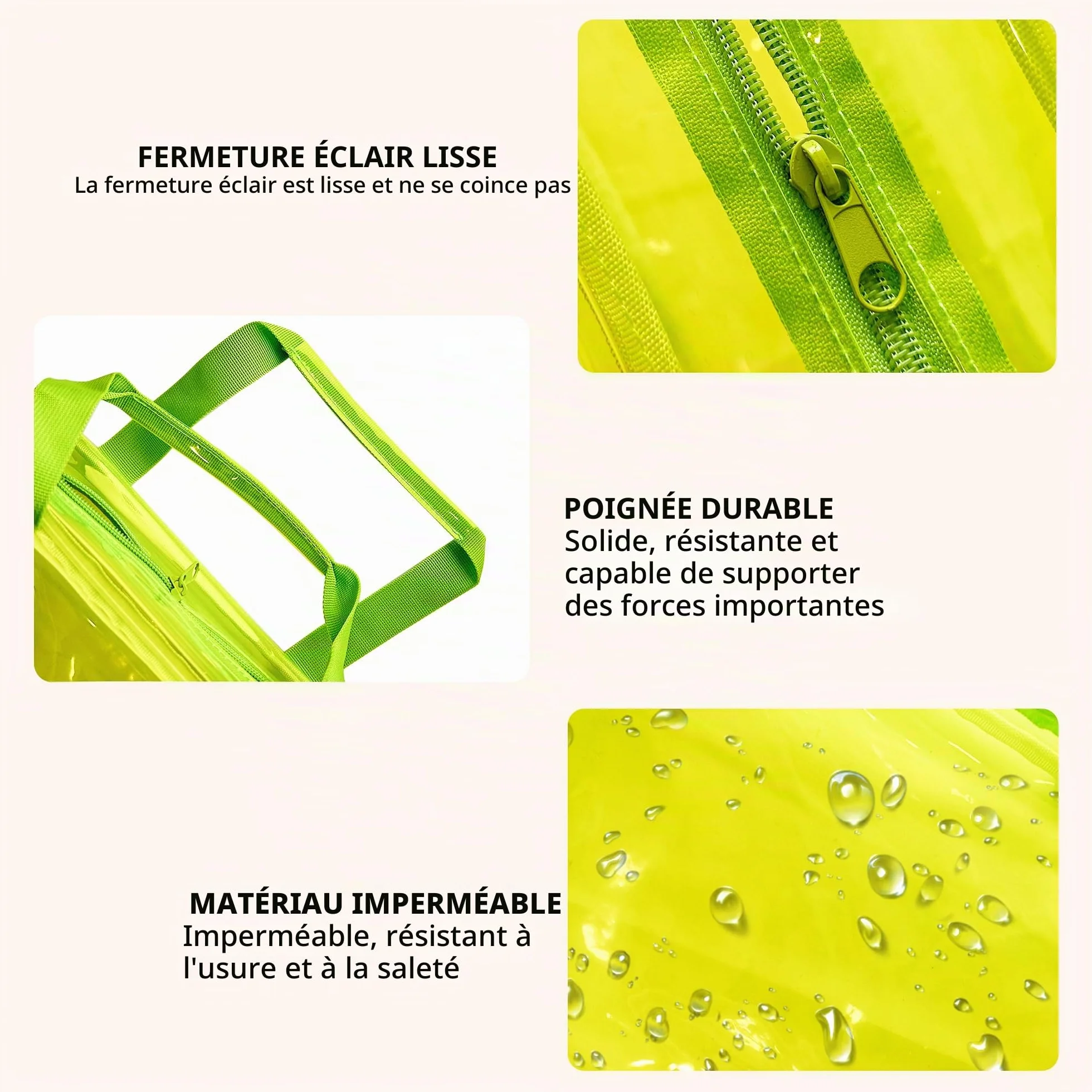Pochette Transparente étanche en Vinyle pour Maquillage Sac à Main bandoulière 30x13x21 cm Noir
