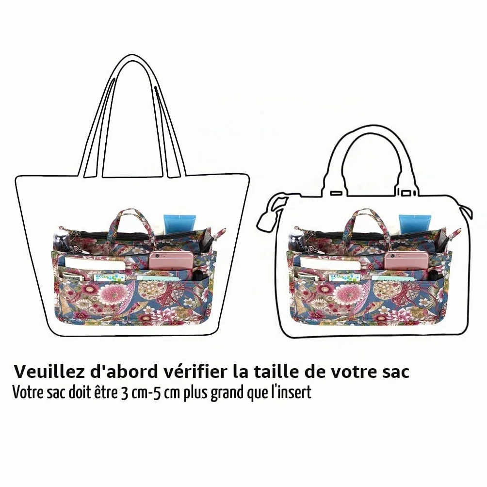 Ignpion Organiseur de sac à main 13 poches extensible imprimé tournesol multicolore IGN435