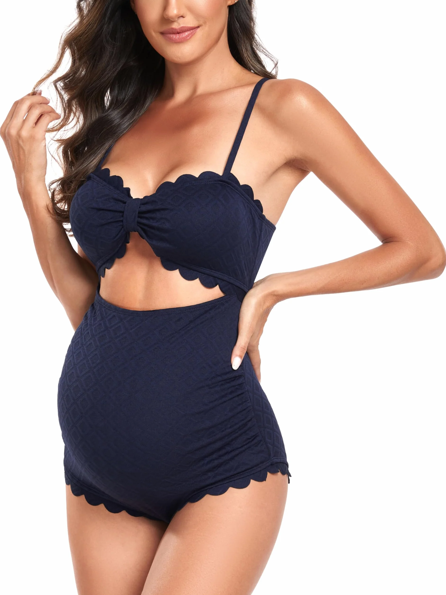 EastElegant Maillot de Bain Une pièce de maternité avec découpe dans le Dos pour Femme Enceinte