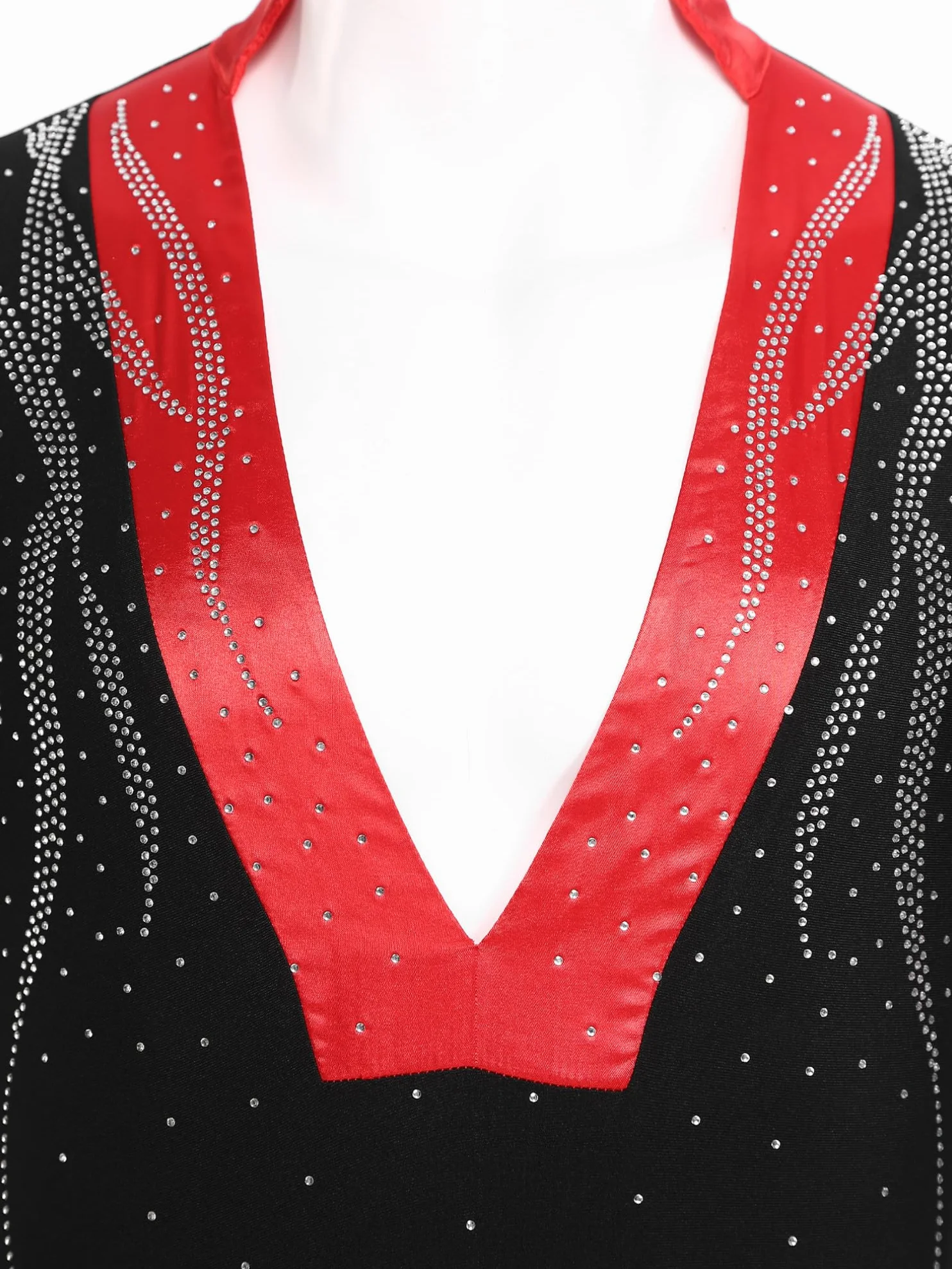 Justaucorps de Gymnastique Homme Strass Bodysuit Manches Longues Leotard Danse Ballet Combinaison Patinage Artistique