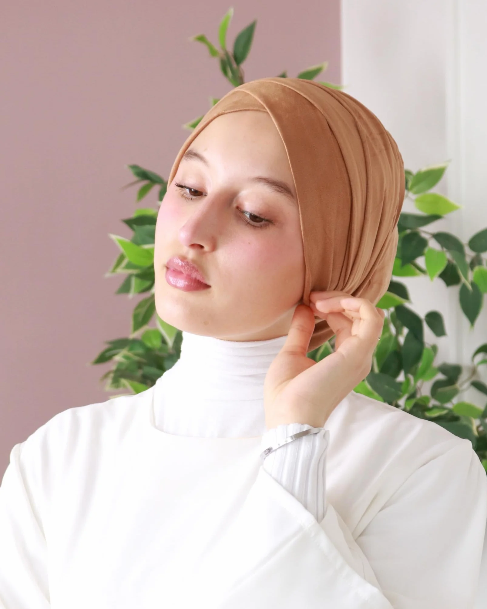 Lamis Turban à Enfiler en Daim pour Femme Musulmane TU-5