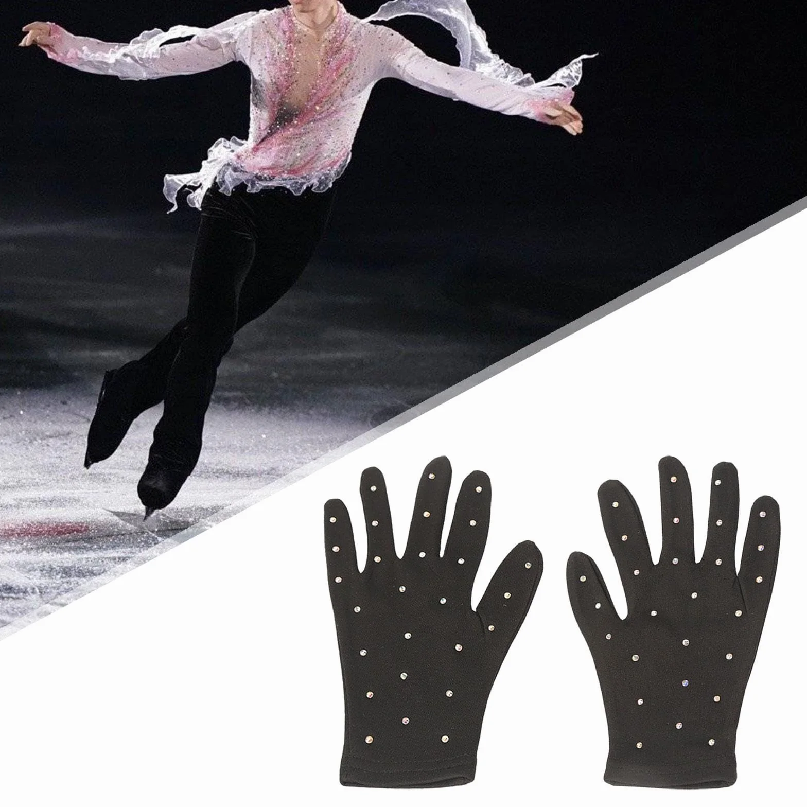 Gants de Patinage Artistique Thermiques avec Strass pour Adultes Enfants