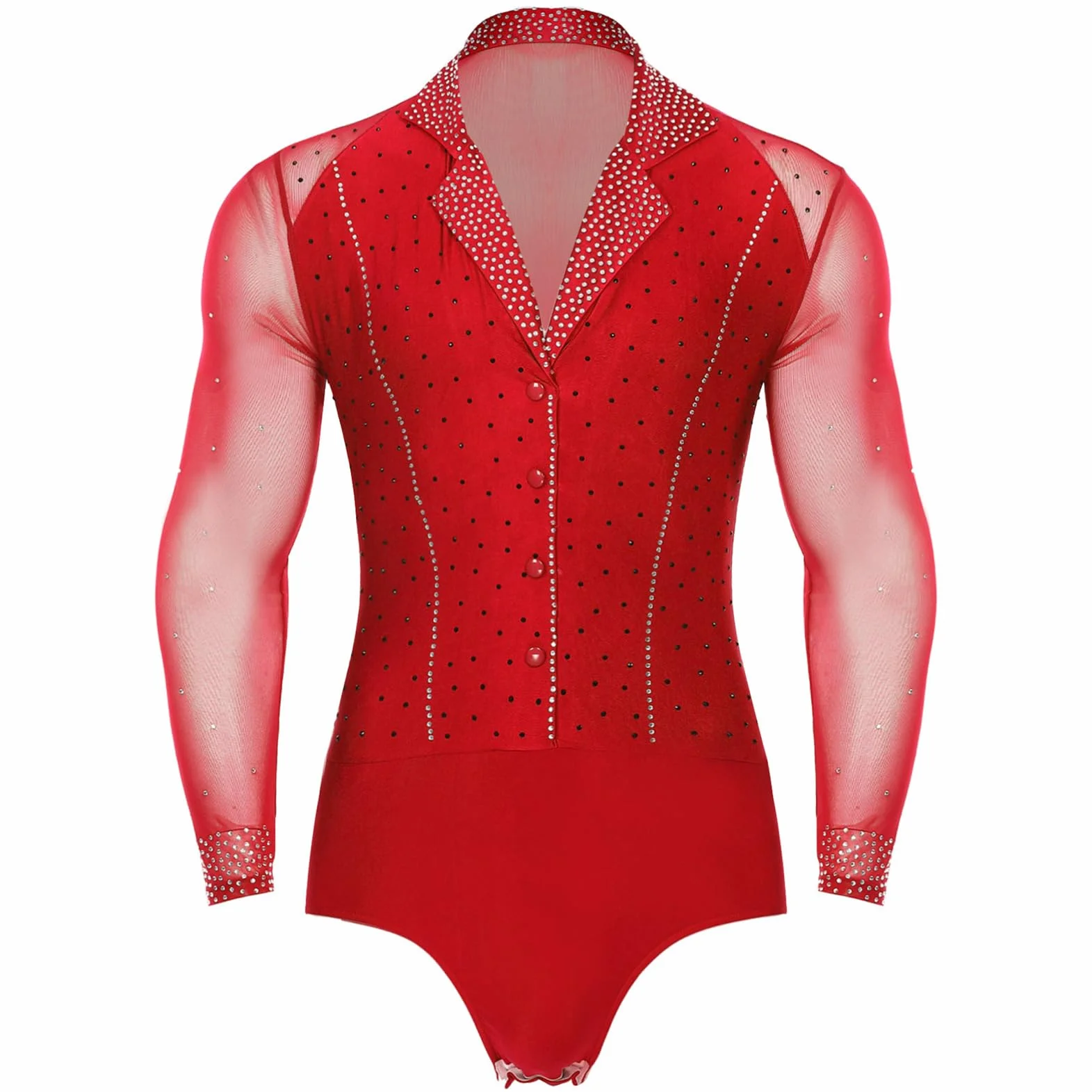 ChicTRY Homme Justaucorps Gymnastique en Maille Léotard Danse Latine Salsa Top Body à Manches Longues M-3XL