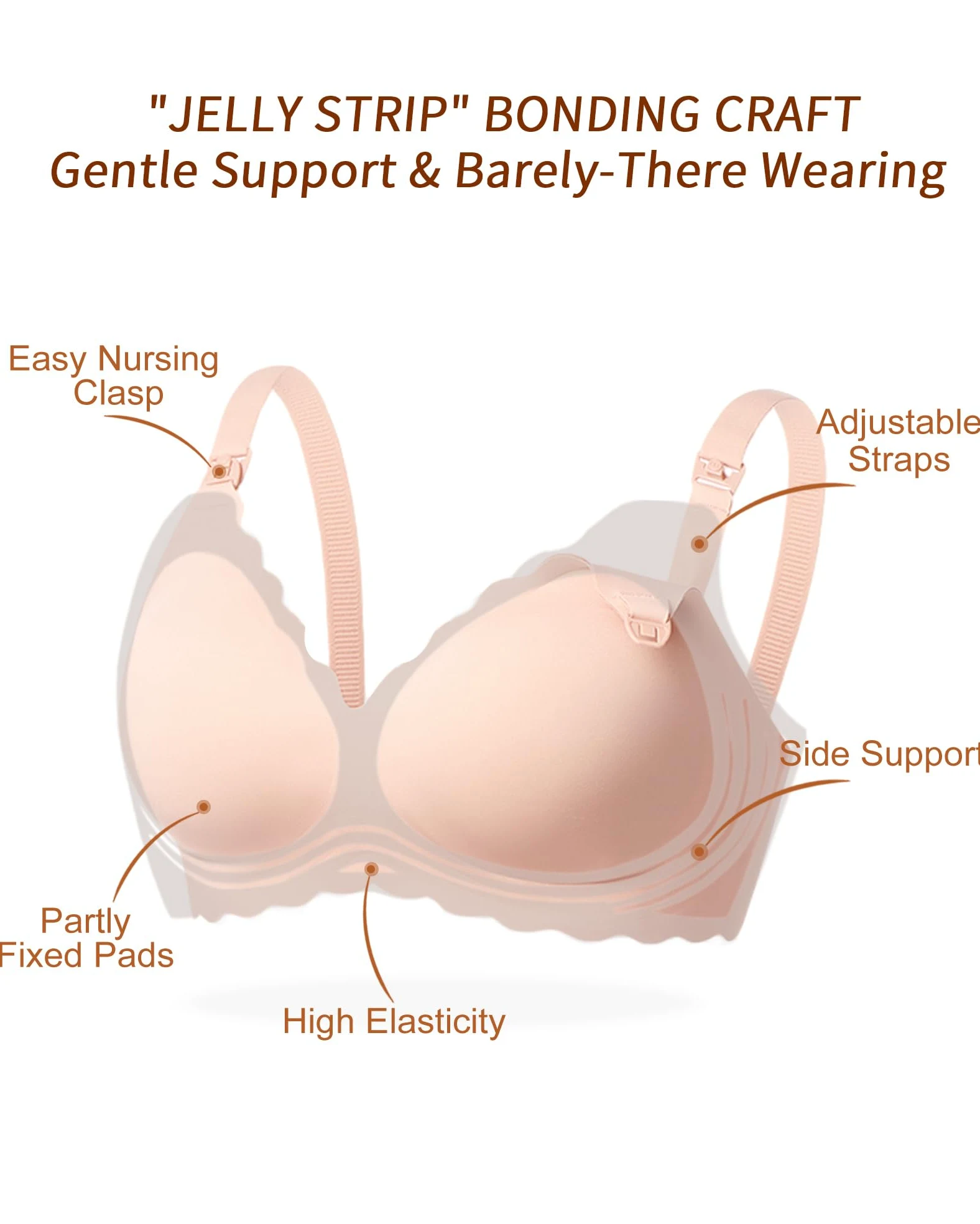 As Fairy Soutien-gorge d'allaitement pour l'allaitement - Soutien-gorge de maternité sans fil - Sans couture - Confort - Avec soutien