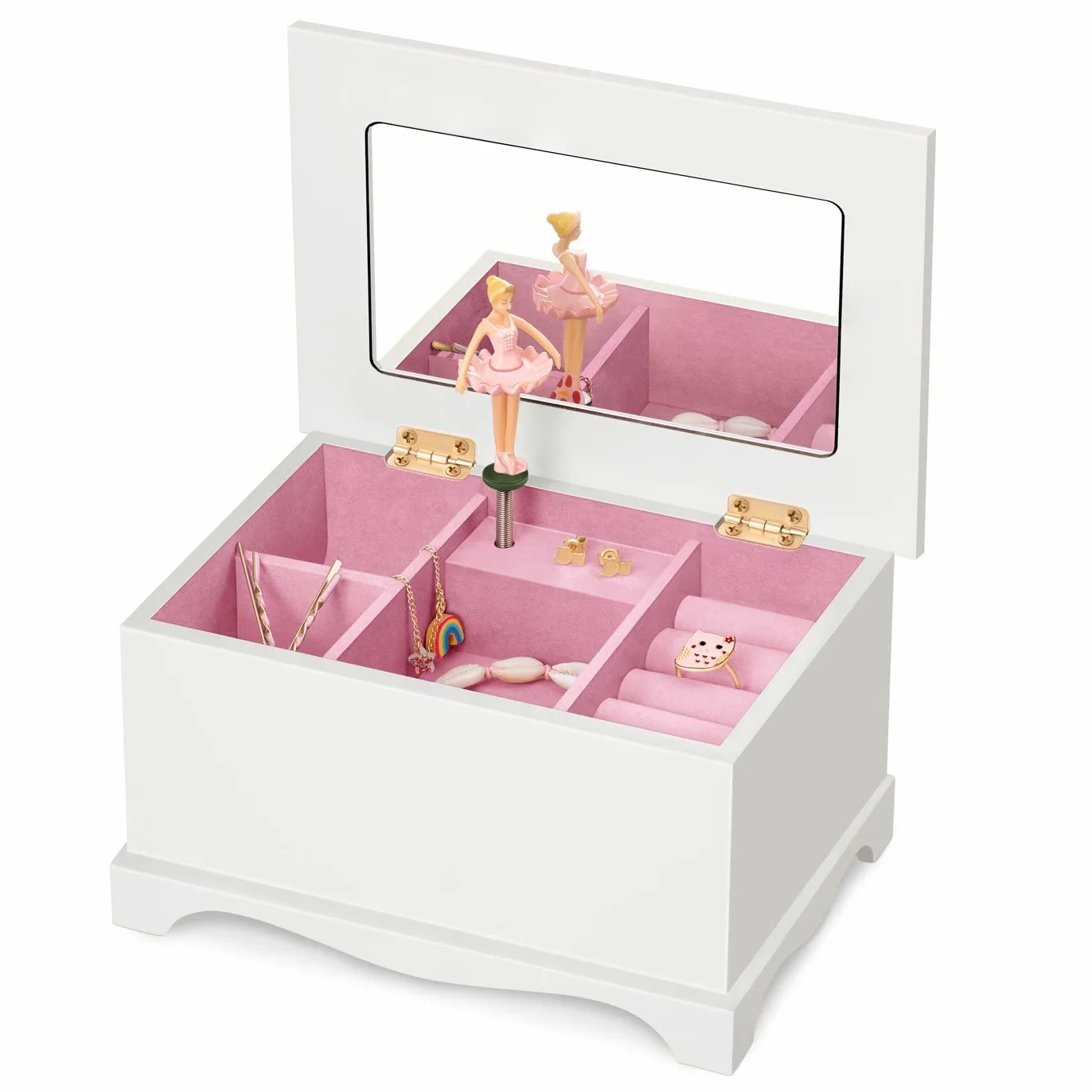 Maverton Boîte à Bijoux Musicale avec ballerine 17x11x9 pour petite fille cadeau anniversaire Noël