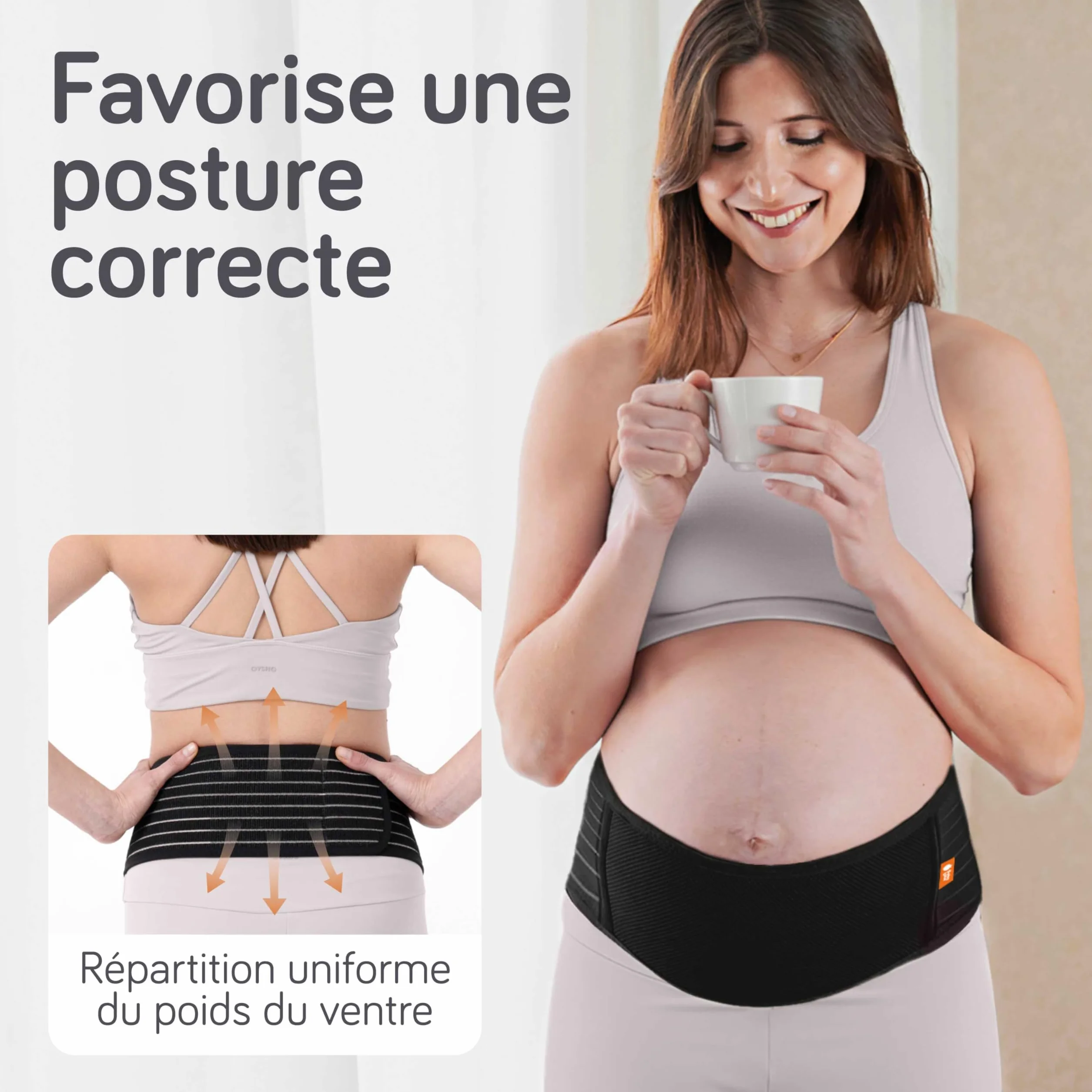 Baby Uma Ceinture de Grossesse Femme Enceinte, Légère & Respirante, Bandeau de Maintien Ajustable avec Velcro, Soutien Abdominal Confortable (2XL)