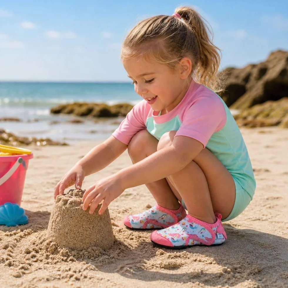 Dotty Fish Chaussures Aquatiques pour Bébés et Enfants, Semelle Antidérapante, Séchage Rapide, Souples