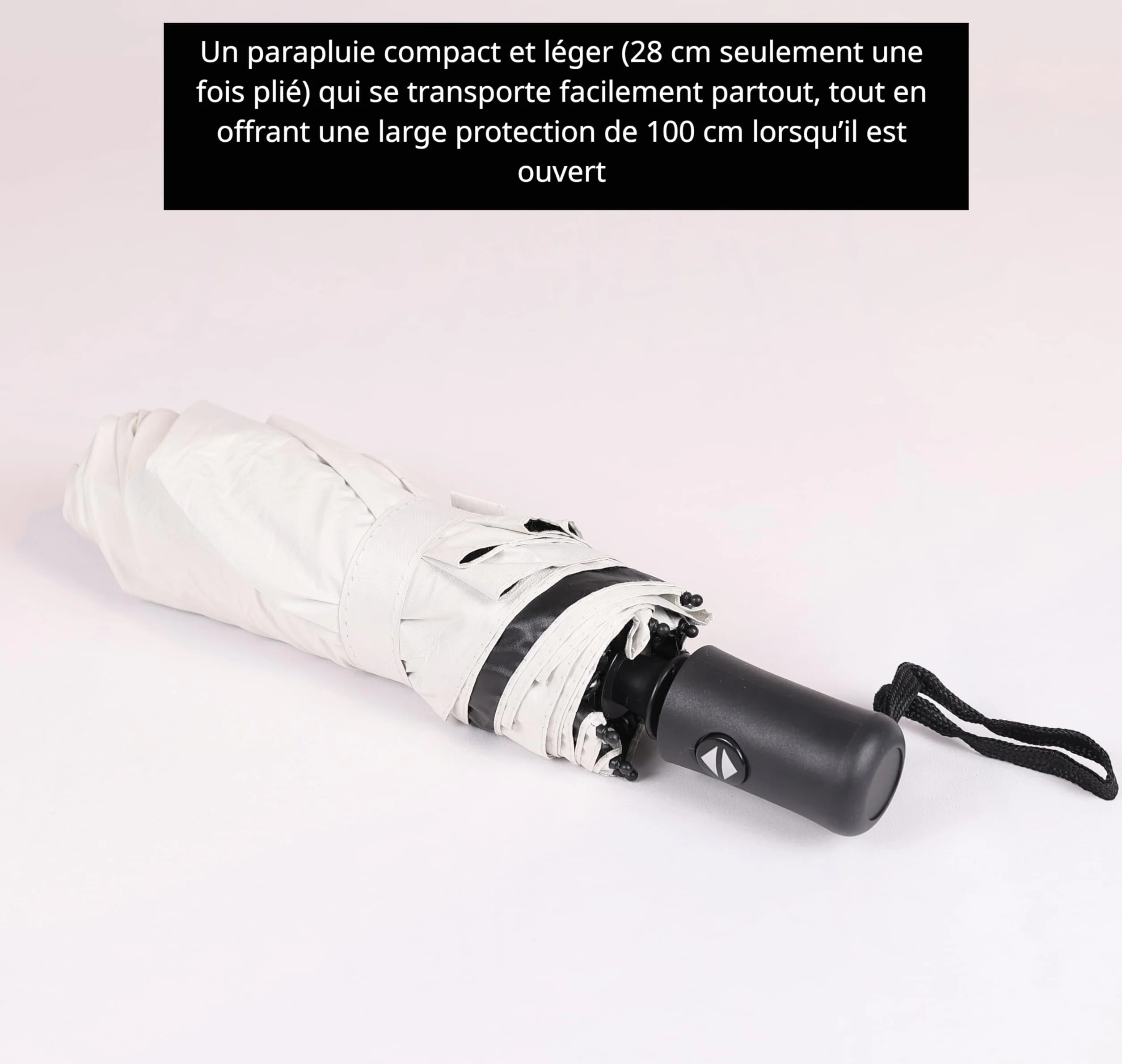 Parapluie Pliant Anti-UV Double Couche Thermo-Protecteur Blanc Réfléchissant Intérieur Noir Compact Léger Ouverture Automatique Hajj Omra
