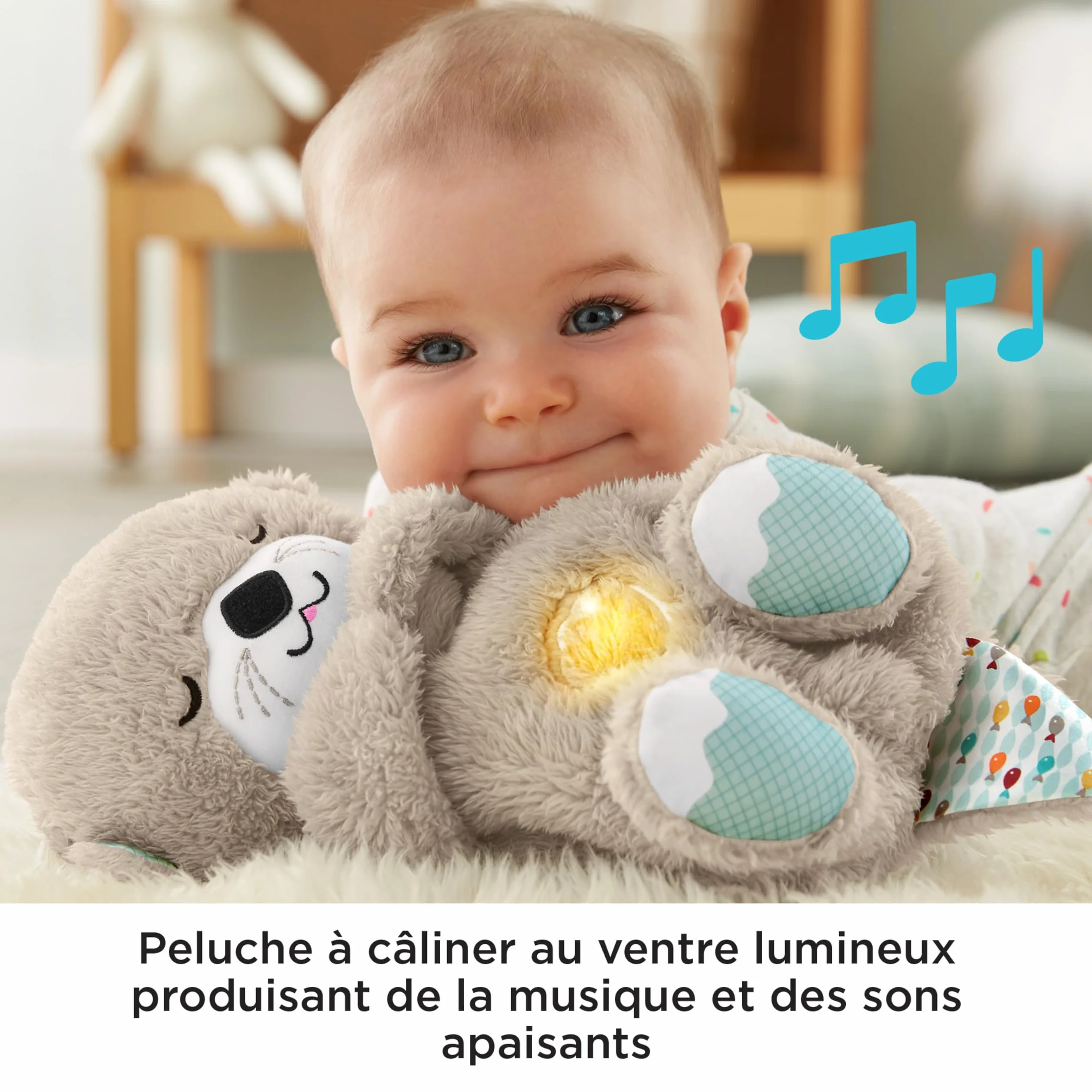 Fisher-Price Ma Loutre Câlins Bonne Nuit Peluche Veilleuse Bébé Musicale et Lumineuse Bruit Blanc Cadeau Naissance FXC66