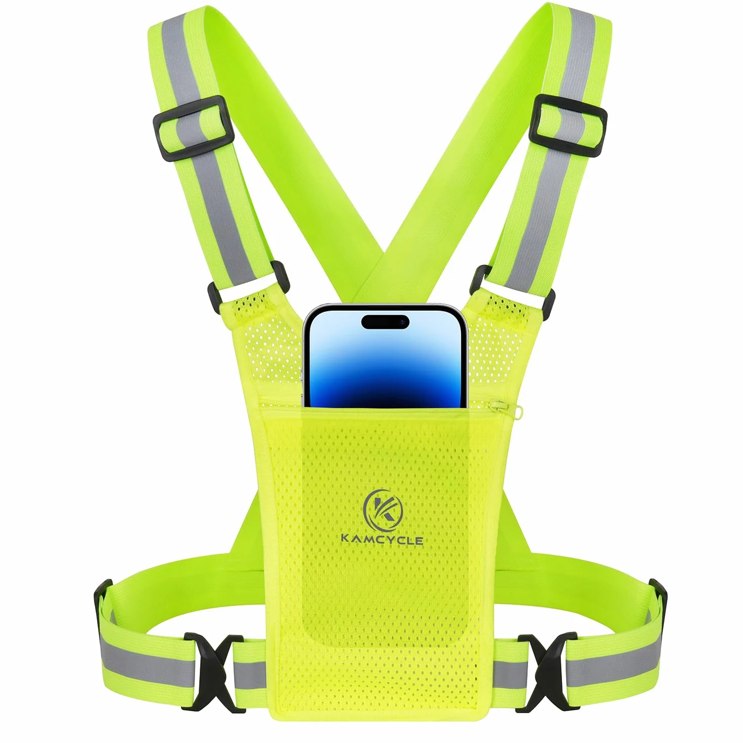 Gilet de Course Réfléchissant avec Poche pour Téléphone Portable – Gilet Lumineux pour Vélo