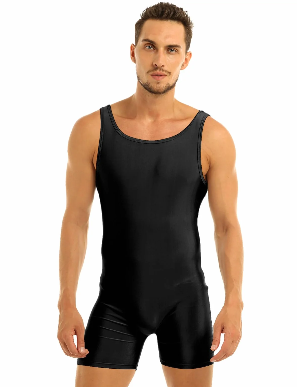 IEFIEL Justaucorps Homme Body Sport Gym Danse Unitard Maillot de bain Une Pièce Extensible Combinaison Musculaire Sans Manches