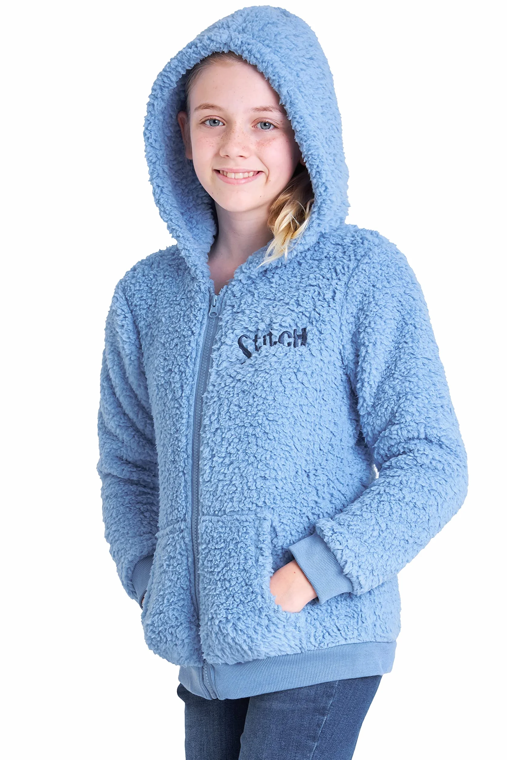 Disney Sweat Zippé Fille Stitch Polaire Sherpa Enfant 7-18 Ans