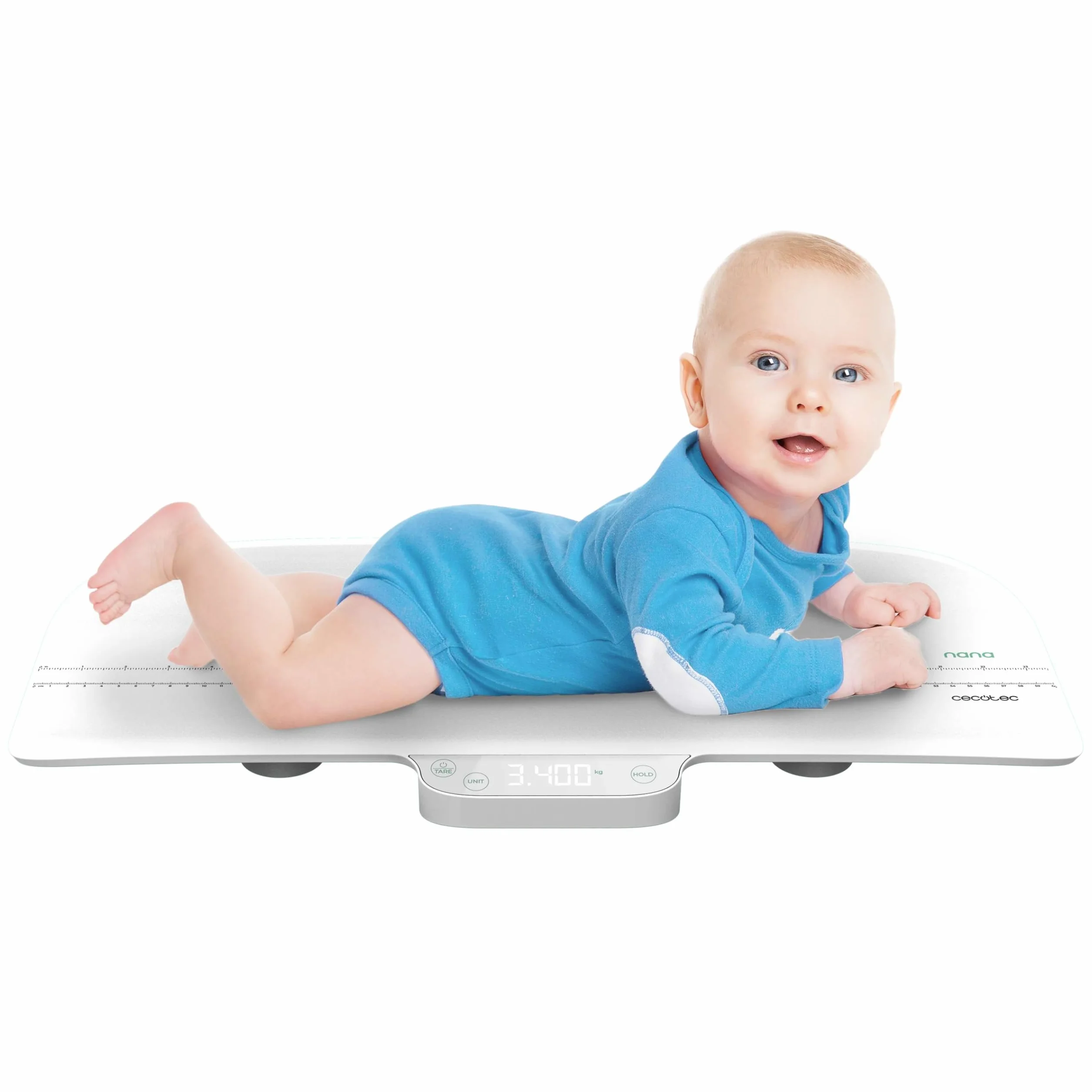 Cecotec Pèse bébés Nana BabyCare SmartWeight Écran LED 60x25 cm 50g-40kg Fonction Tare Hold Mètre Ruban Inclus
