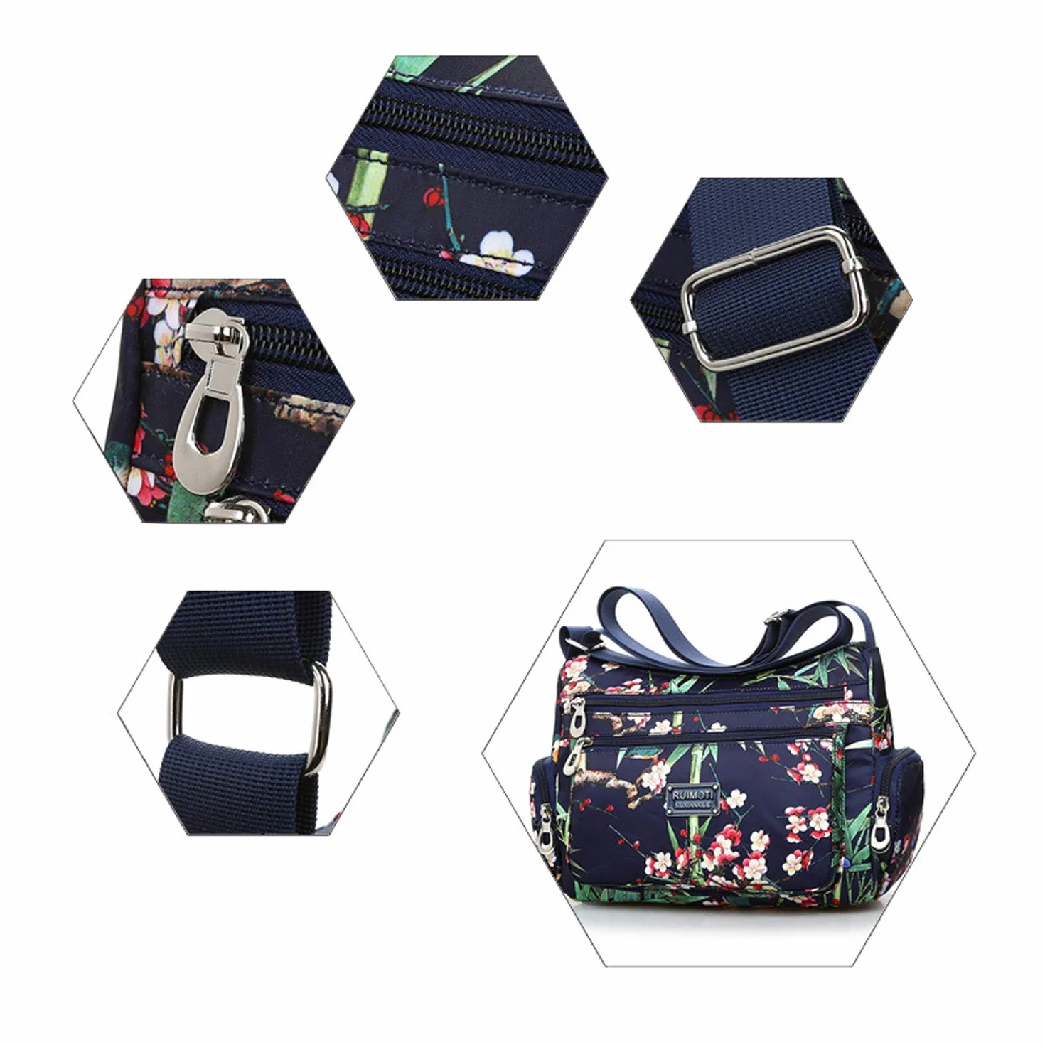 NOTAG Sac Bandoulière Femme Léger Multi-Poches Imperméable Nylon Voyage