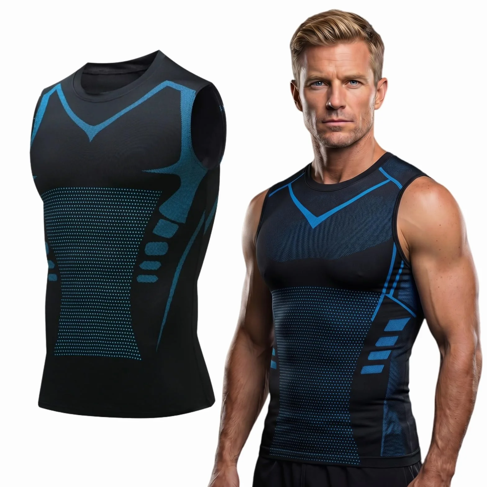 Débardeur Gainant Homme Invisible Compression 3D Respirant Gilet Sculptant sous vêtement Maintien Discret