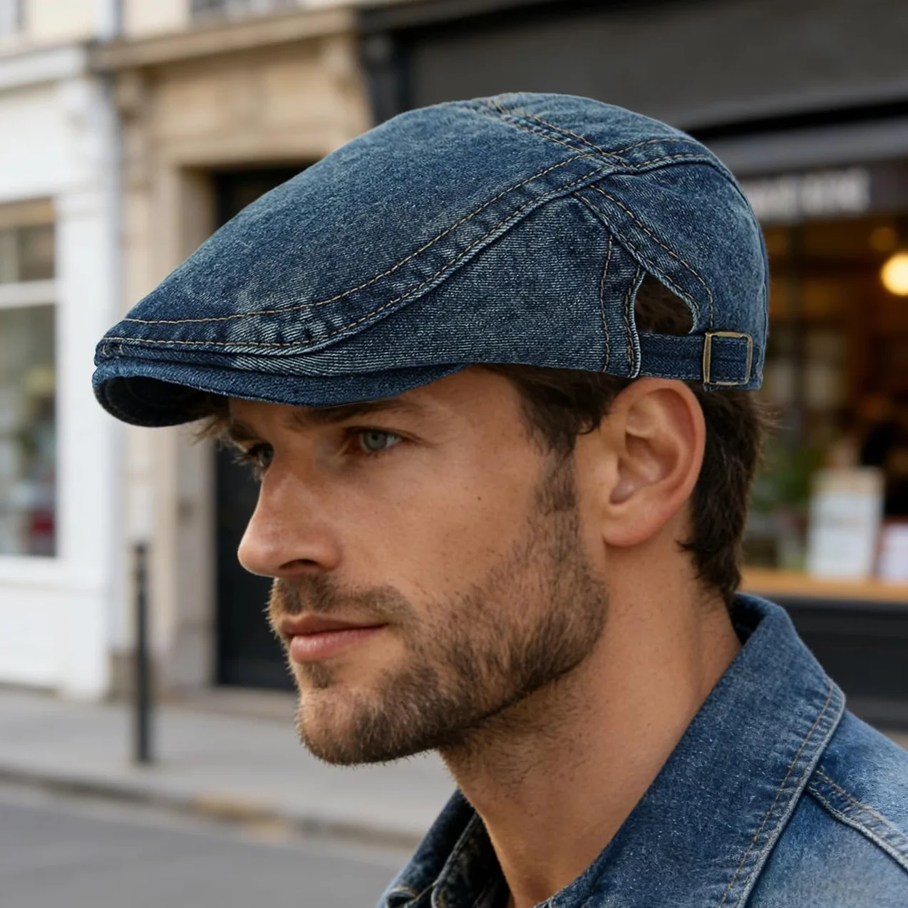 MCWTH Denim Casquette Béret Homme Vintage Ivy Chapeau